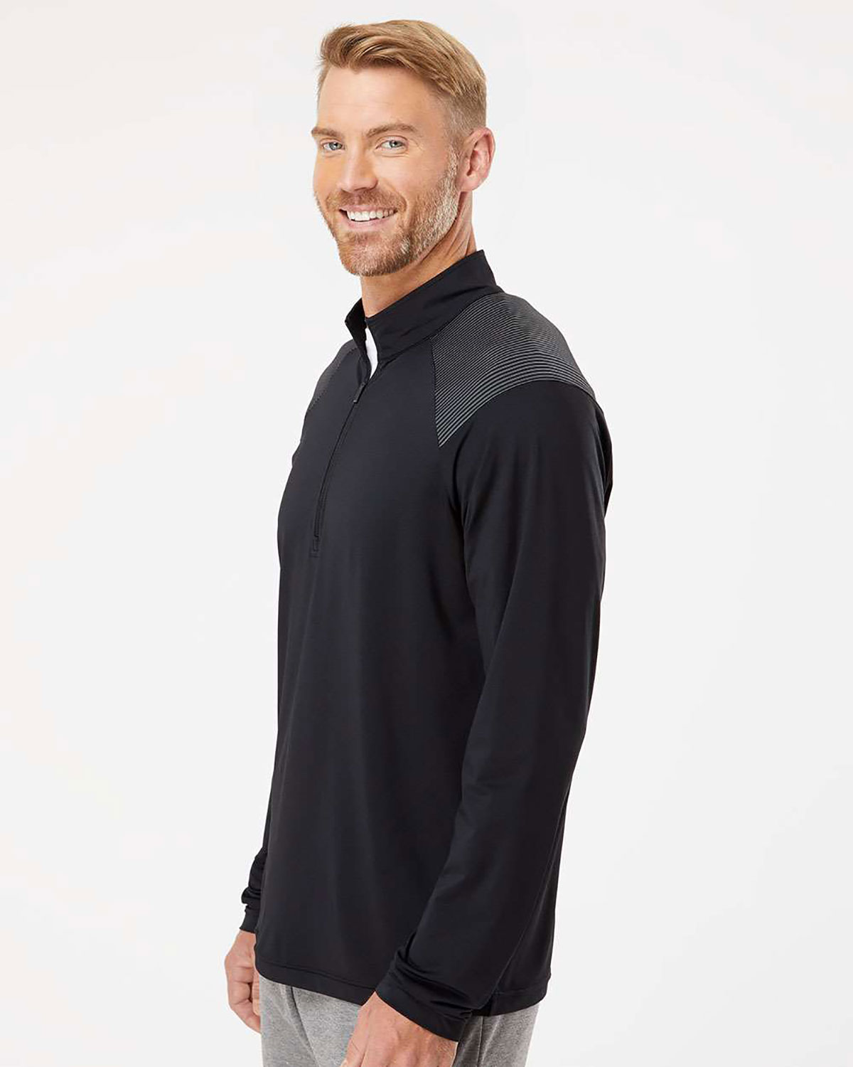 Adidas A520 Men's Ultimate365 Lightweight Shoulder Stripe Quarter-Zip Pullover view 3