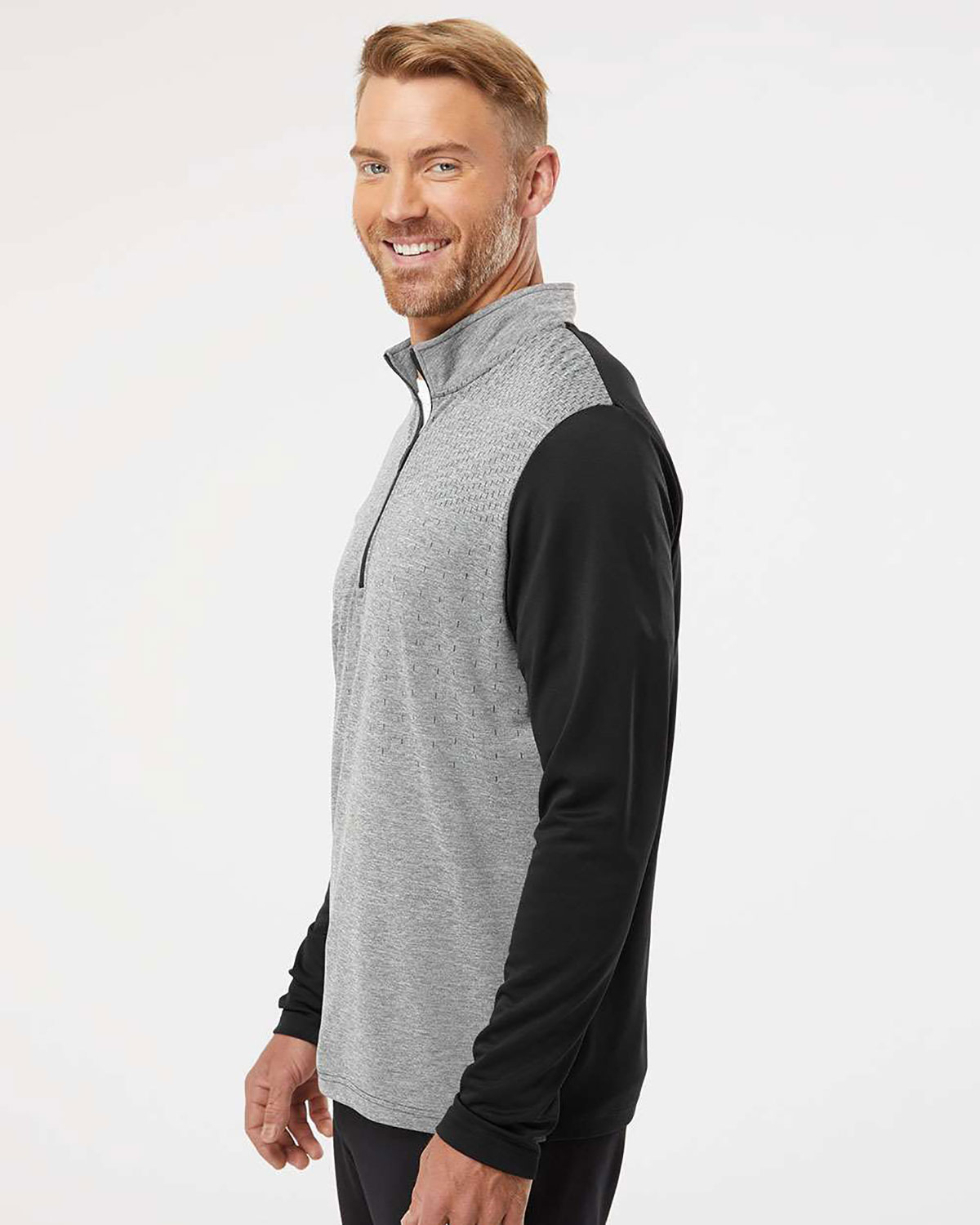 Adidas A522 Men's Ultimate365 Heather Block Print Quarter-Zip Pullover view 3