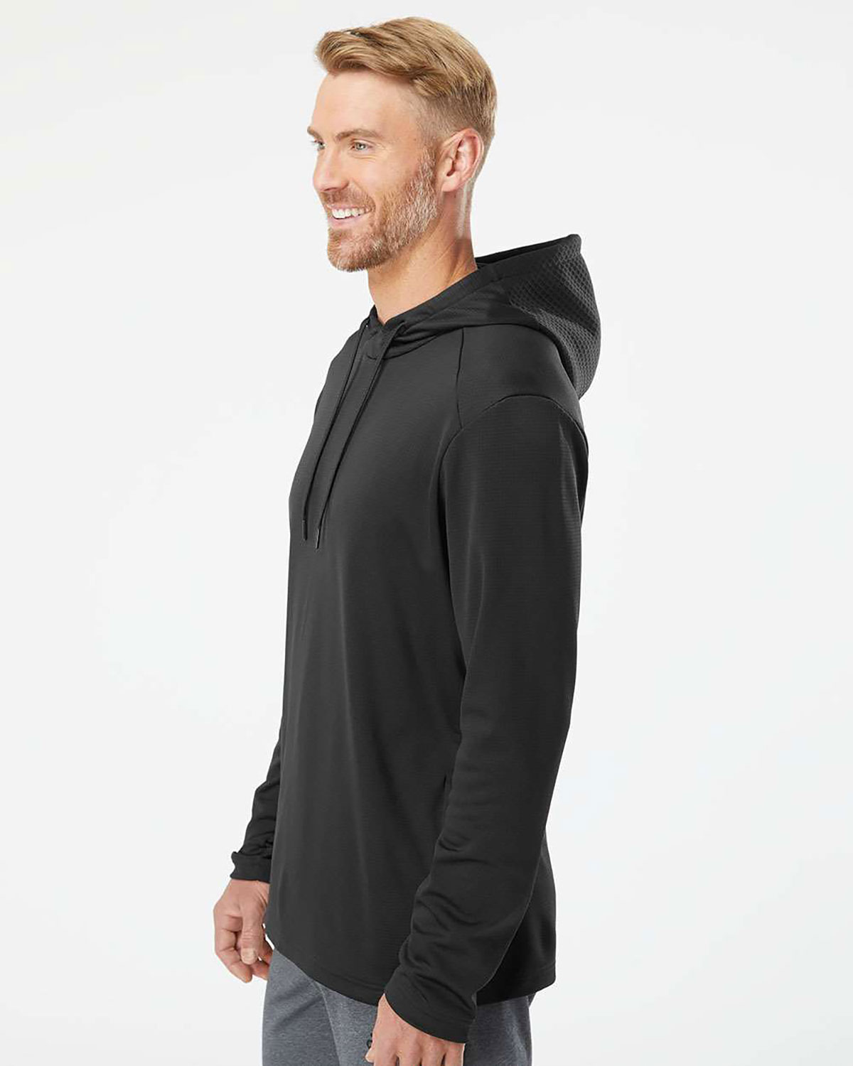 Adidas A530 Men's Textured Mixed Media Midweight Hooded Sweatshirt view 3