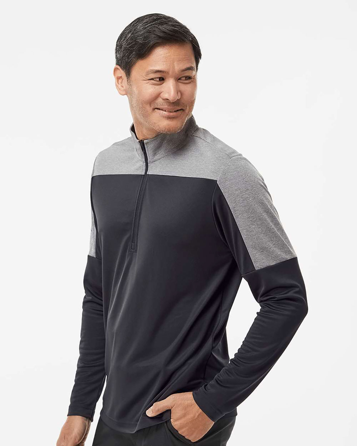 Adidas A552 Men's Ultimate365 Lightweight Colorblocked Quarter-Zip Pullover view 3