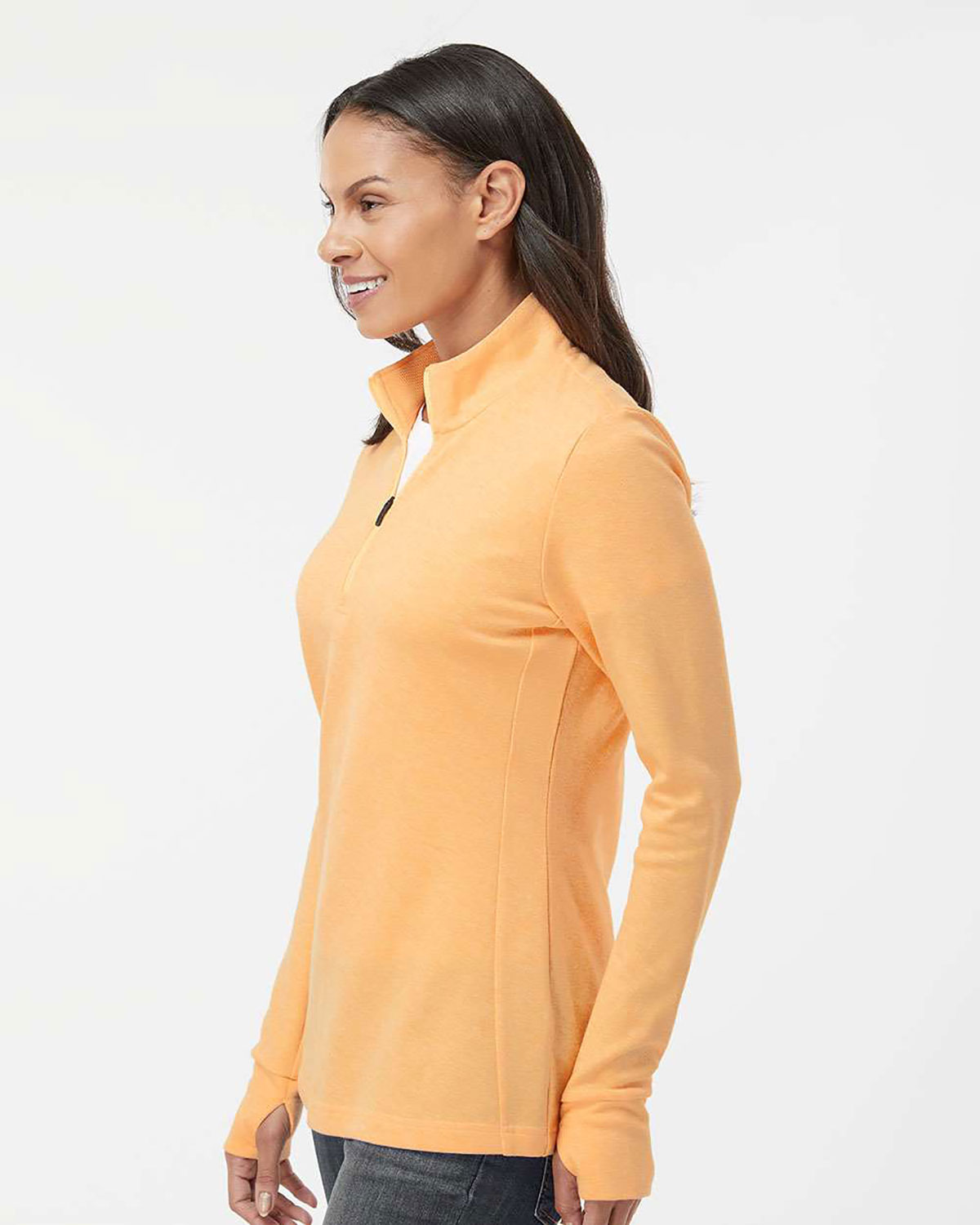 Adidas A555 Women's 3-Stripes Quarter-Zip Sweater Pullover view 3