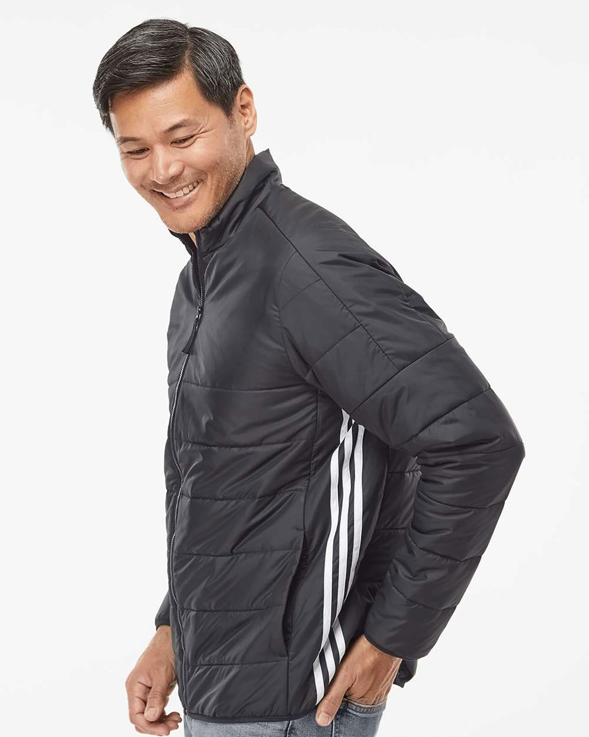Adidas A570 Men's 3-Stripes Puffer Full-Zip Jacket view 3