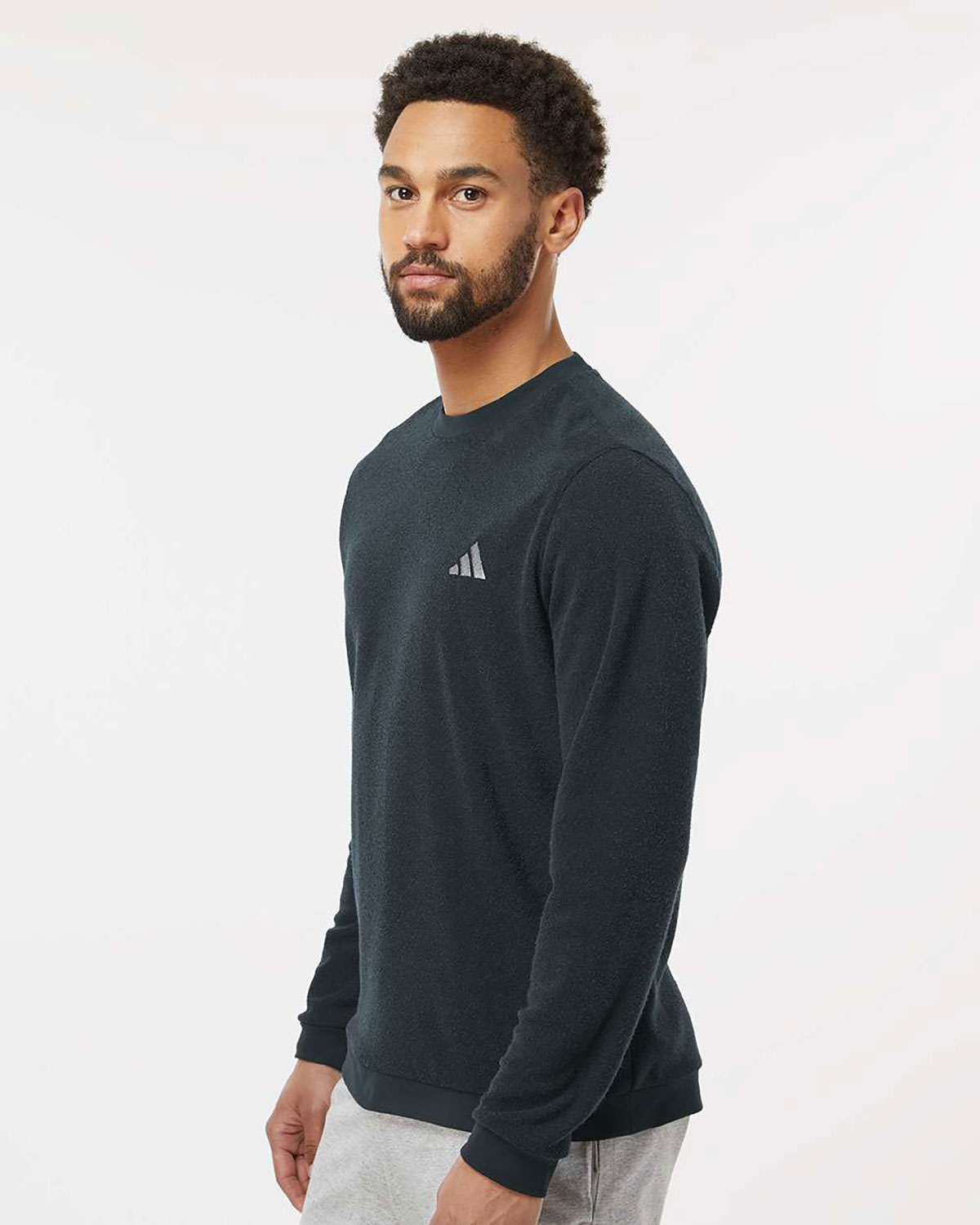 Adidas A586 Men's Terry Loop Crewneck Sweatshirt view 3