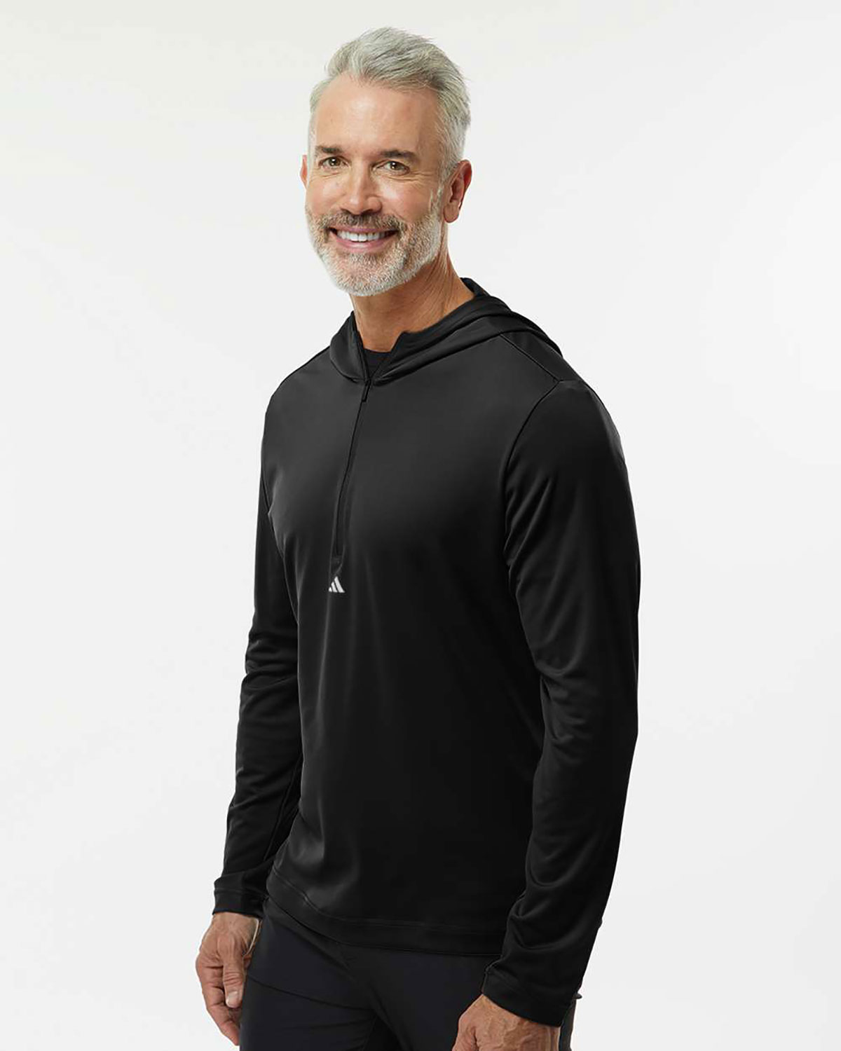 Adidas A596 Men's Lightweight Quarter-Zip Hooded Pullover view 3