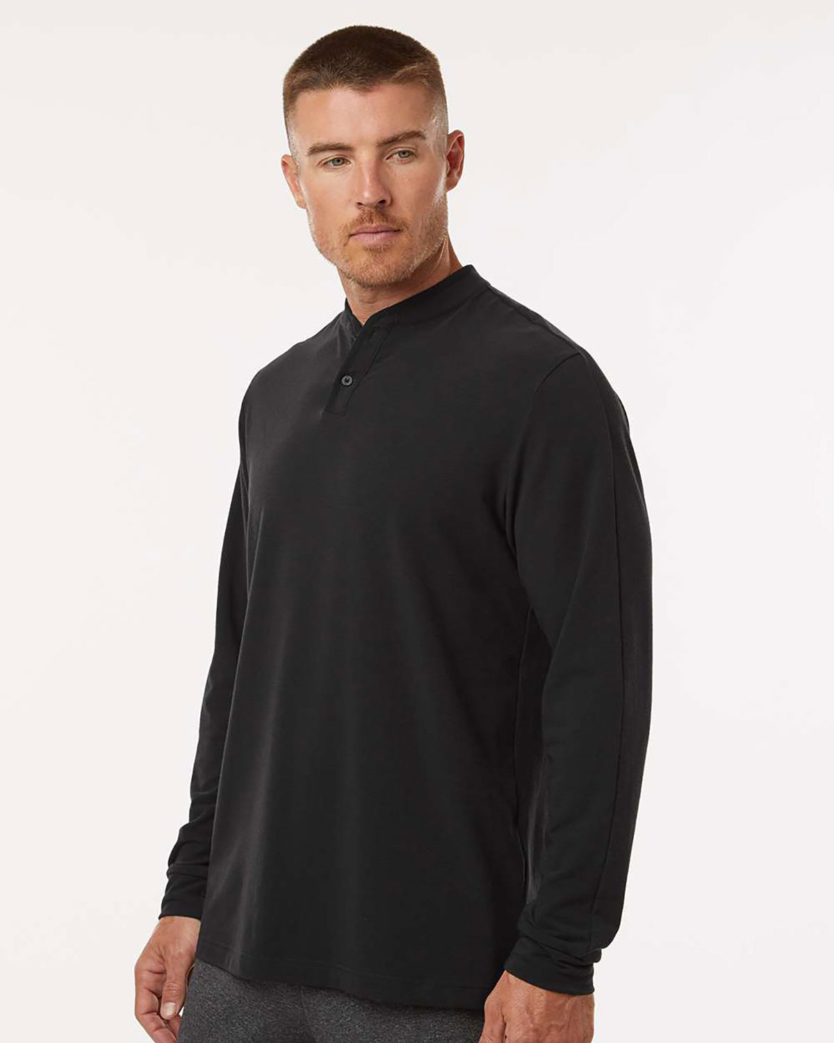 Adidas A597 Men's Henley Long Sleeve T-Shirt view 3