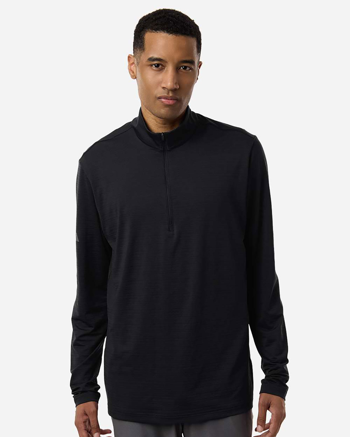 Adidas A708 Men's Textured Stripe Quarter-Zip Pullover