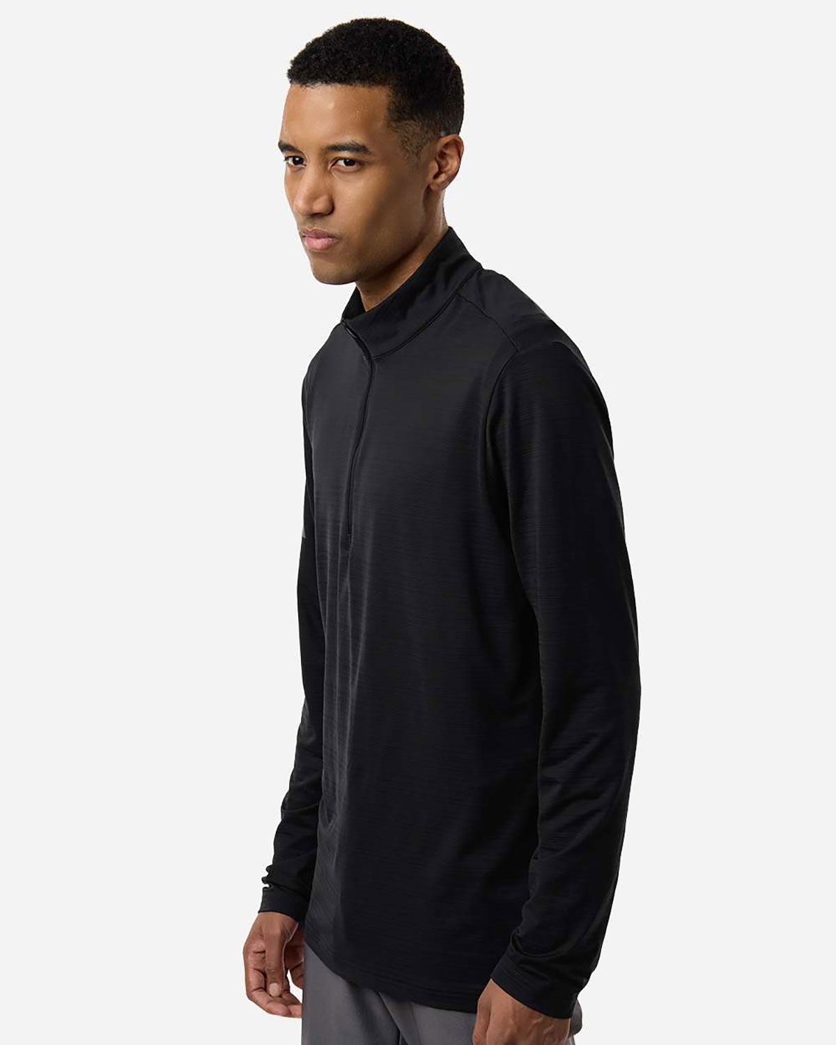 Adidas A708 Men's Textured Stripe Quarter-Zip Pullover view 3