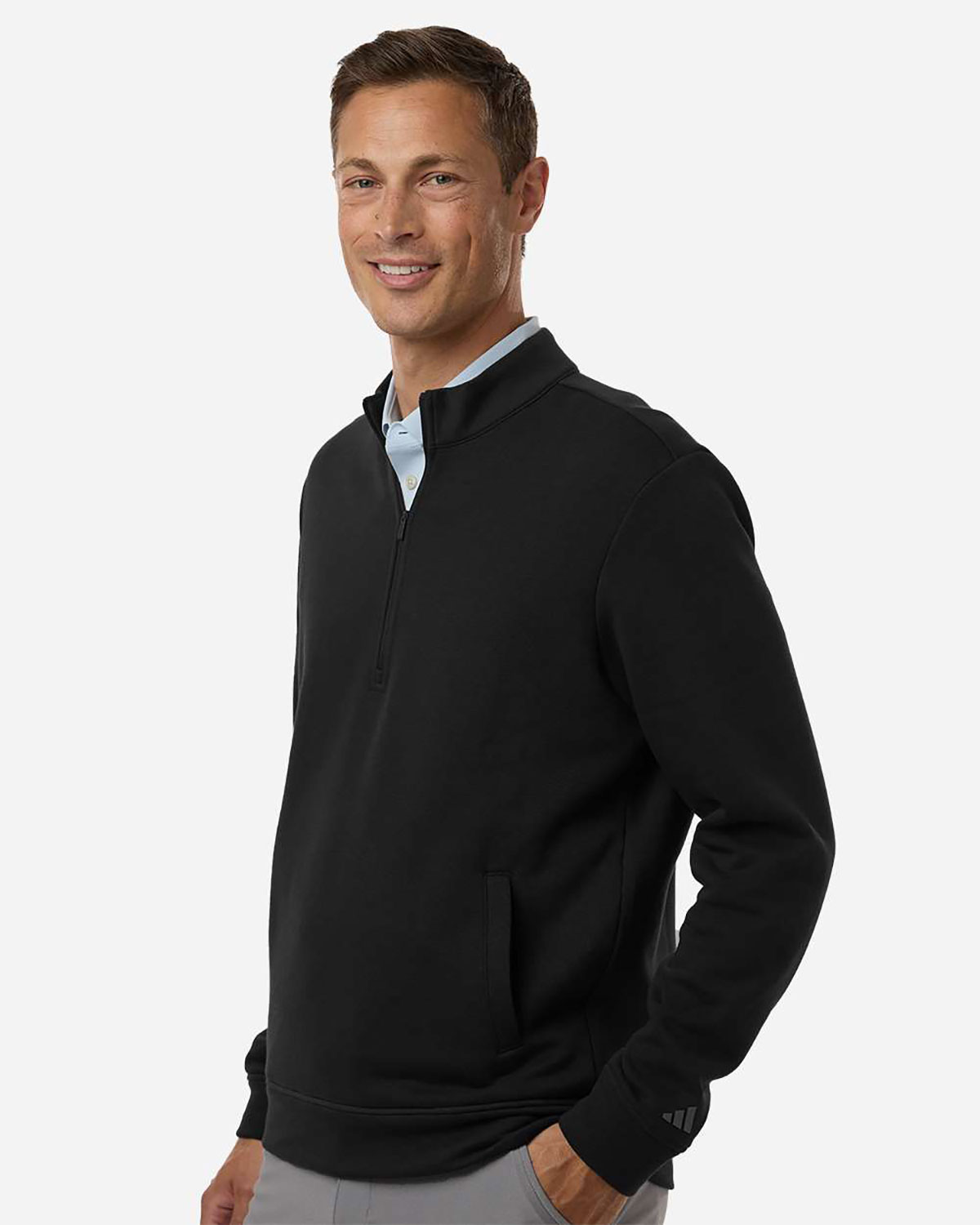 Adidas A721 Men's Elevated Fleece Quarter-Zip Pullover view 3