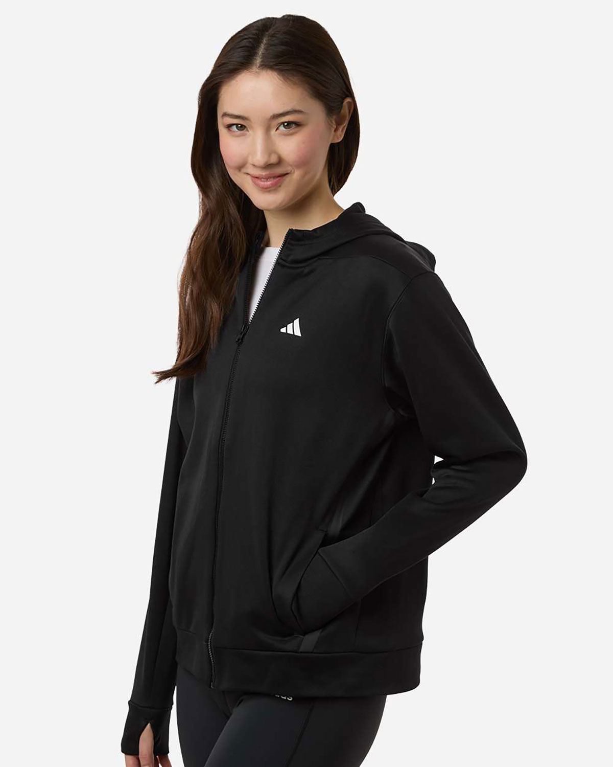 Adidas AT209 Women's Game & Go Fleece Full-Zip Hooded Sweatshirt view 3