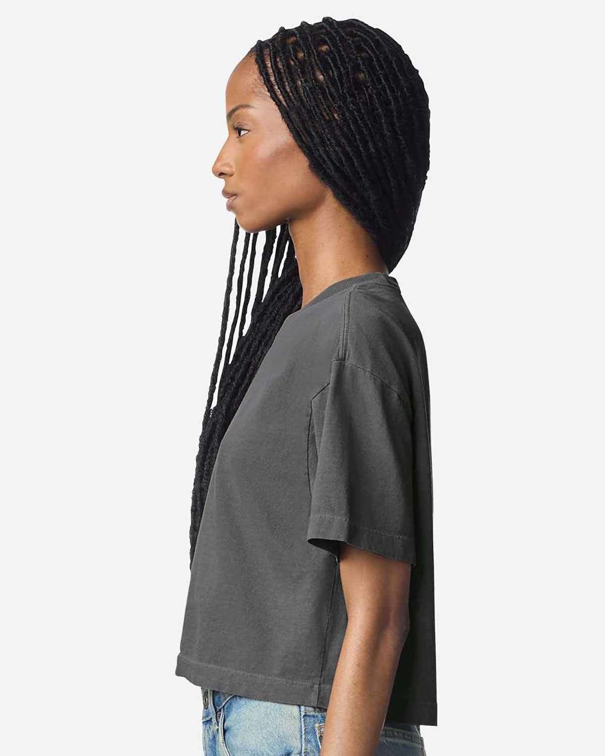 American Apparel 1302GD Women's Heavyweight Cotton Garment-Dyed Boxy Cropped Tee view 3