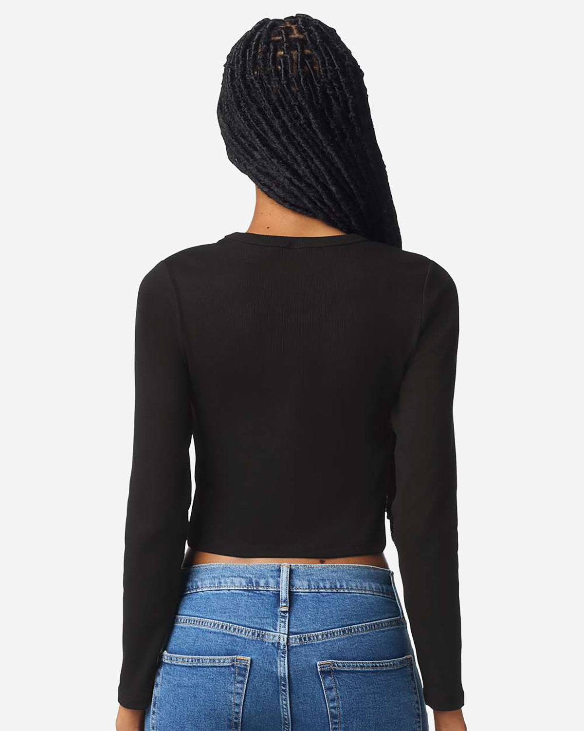 American Apparel BR2107 Women's Baby Rib Long Sleeve Fitted Tee view 2