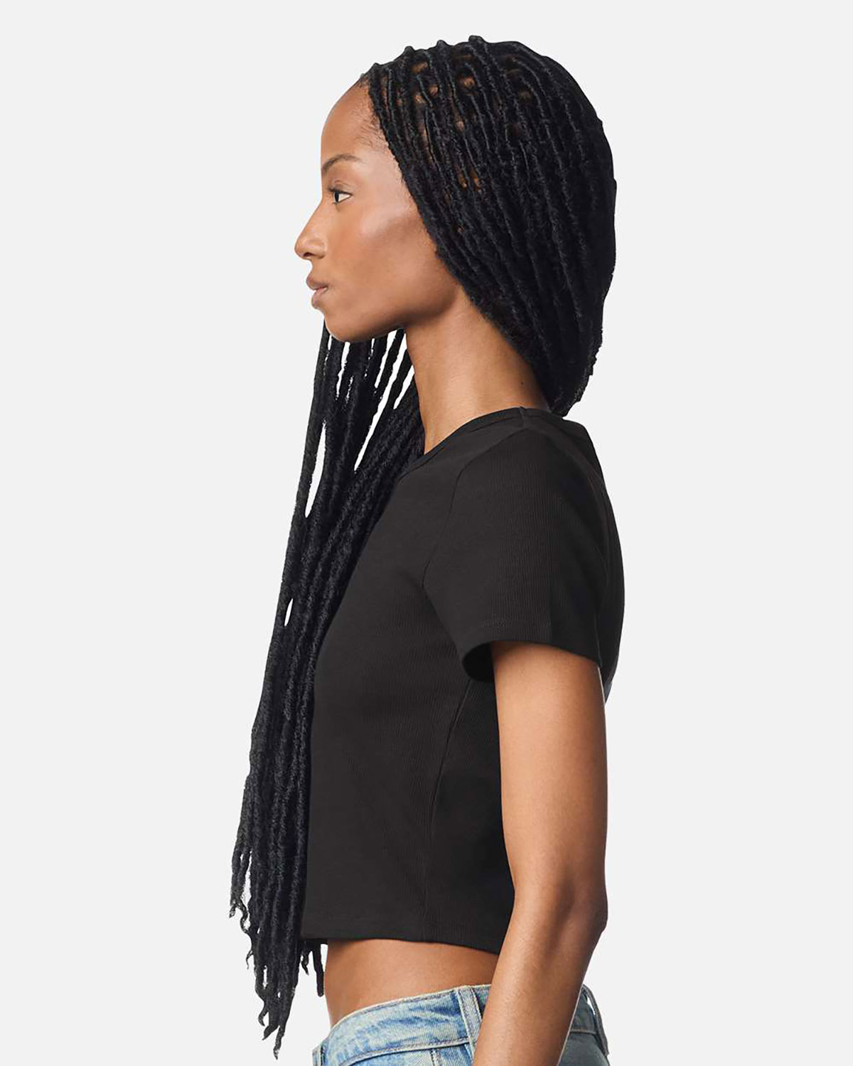 American Apparel BR210 Women's Baby Rib Fitted Cropped Tee view 3