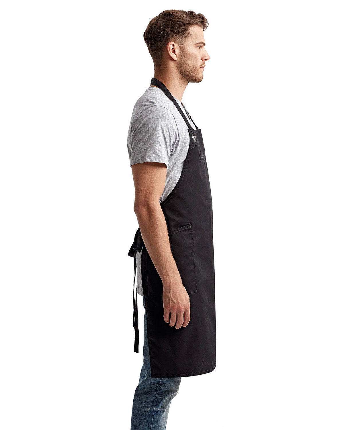 Artisan Collection by Reprime RP121 Barley Contrast Stitch Recycled Bib Apron view 3