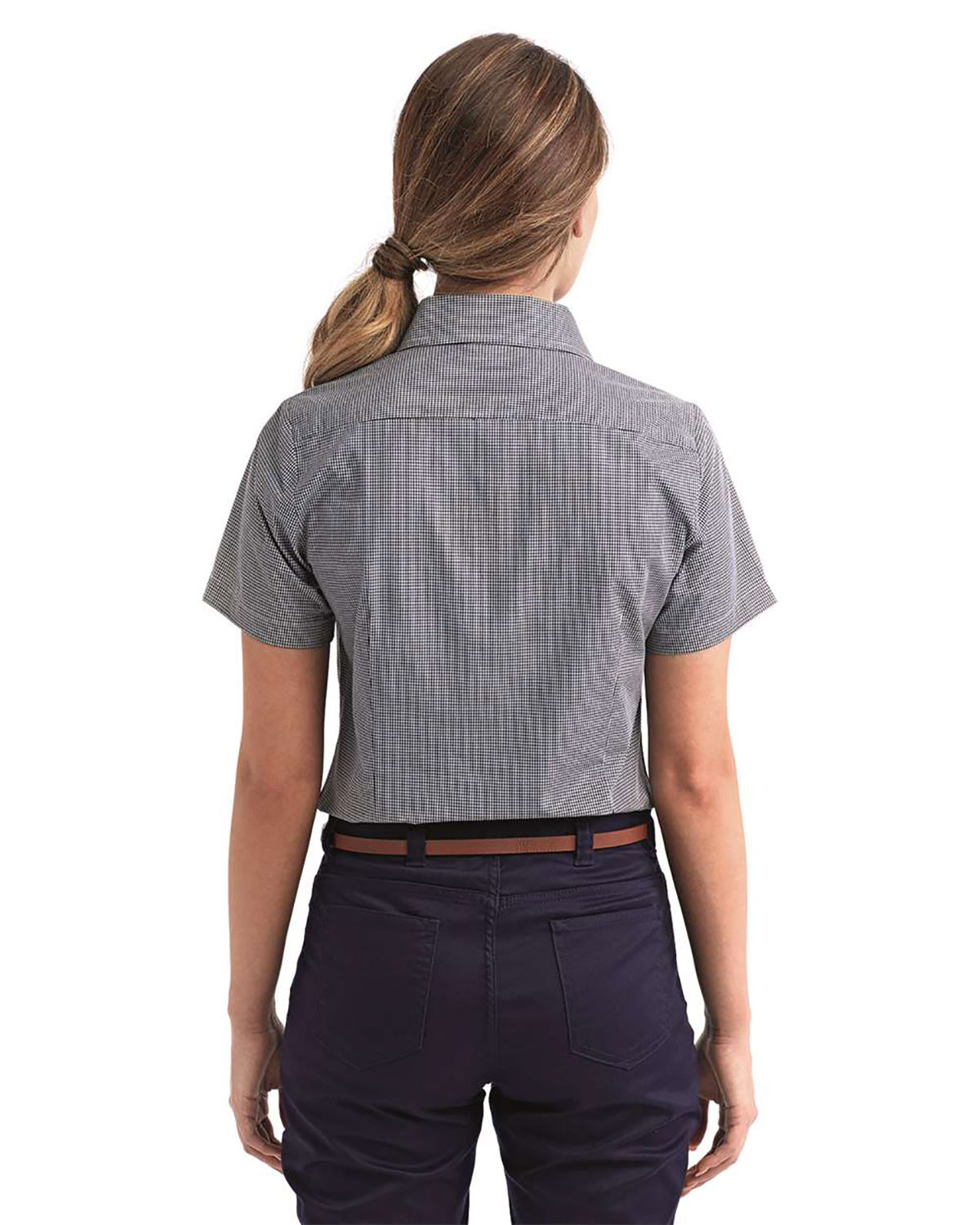 Artisan Collection by Reprime RP321 Women's Microcheck Gingham Short Sleeve Cotton Dress Shirt view 2