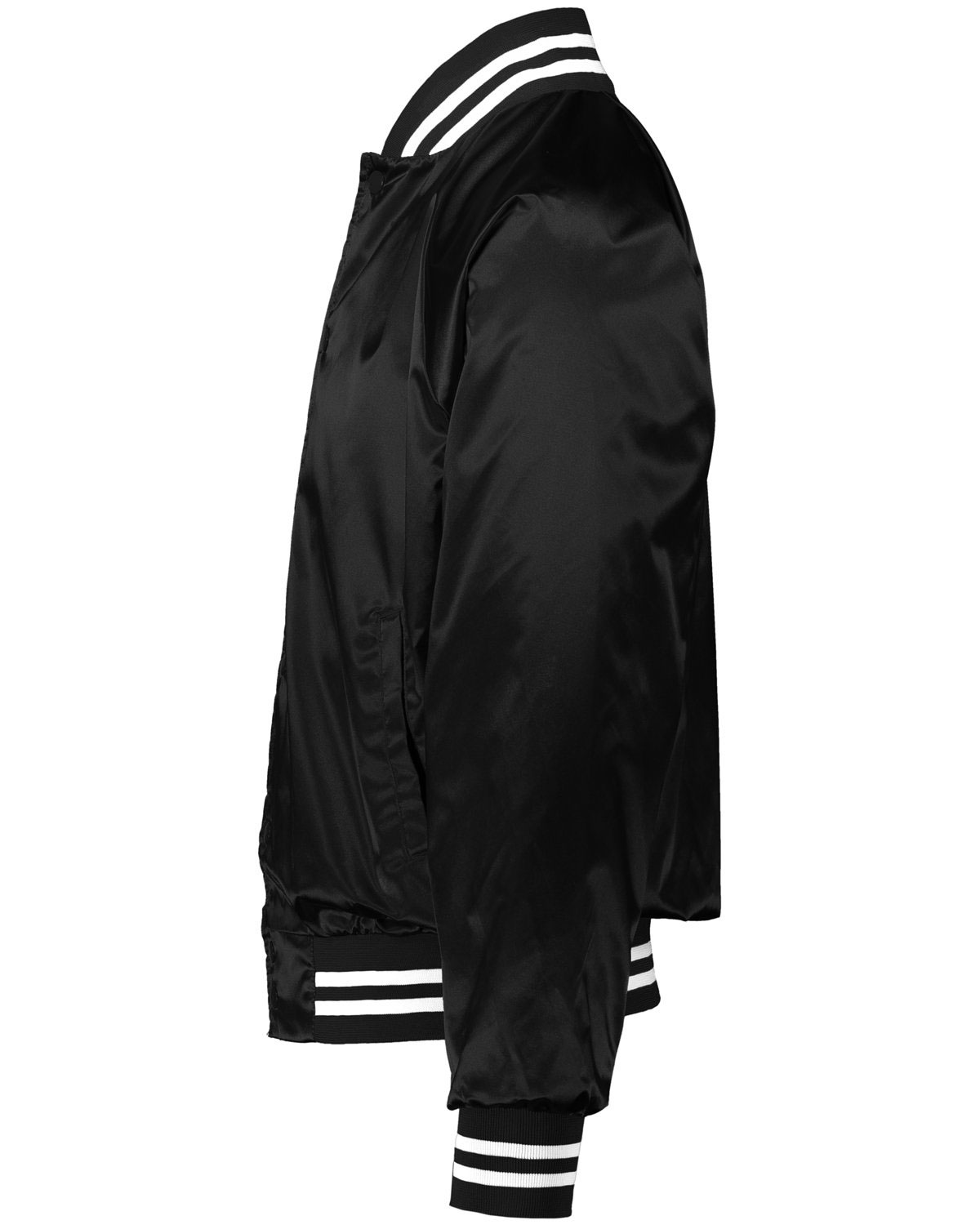 Augusta Sportswear 3610 Unisex Satin Baseball Jacket Striped Trim view 3