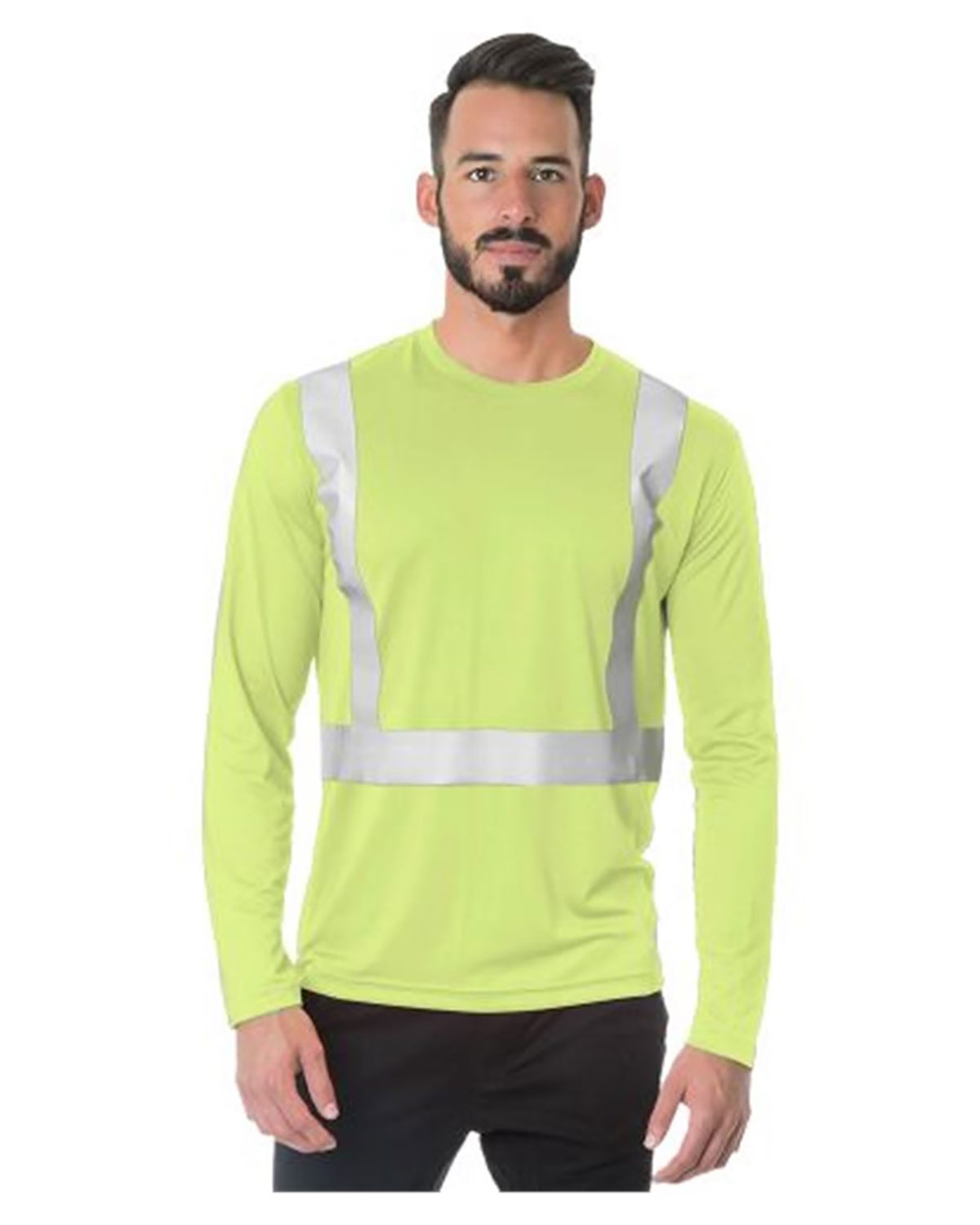 Bayside 3742 Men's USA-Made Hi-Visibility Long Sleeve Performance T-Shirt