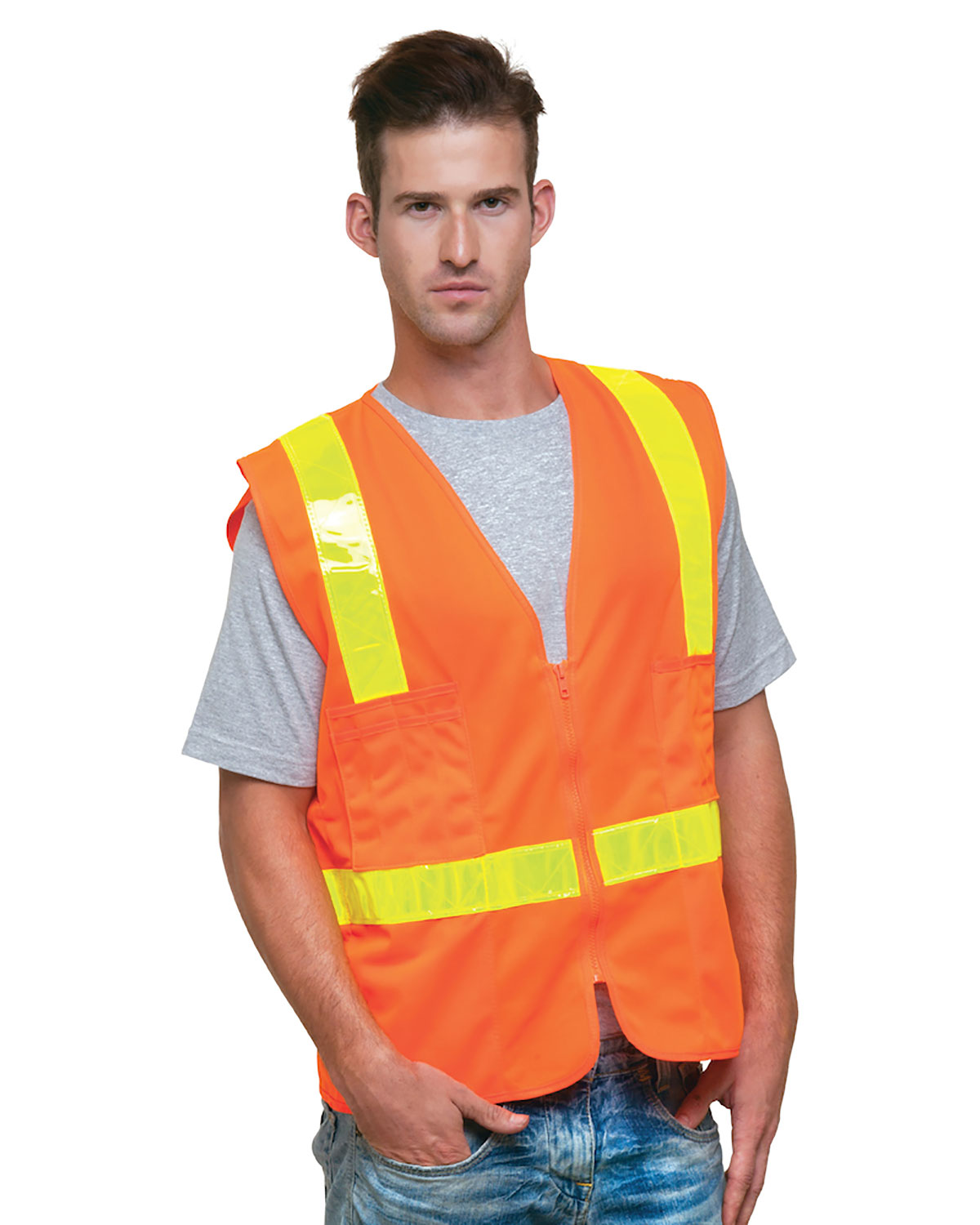 Bayside 3786 Unisex USA-Made ANSI Solid Surveyor's Vest Class 2