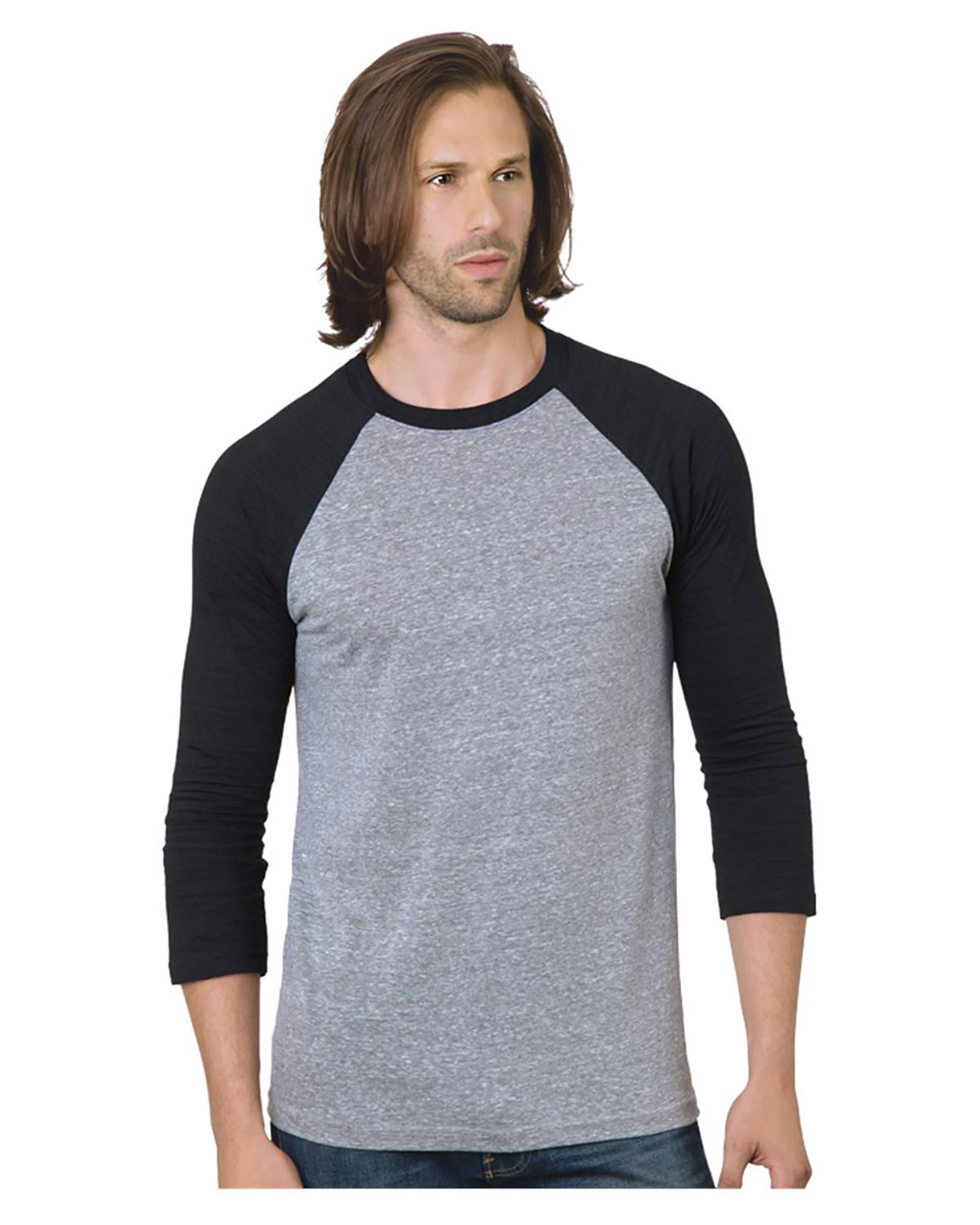 Bayside 9525 Unisex Triblend Three-Quarter Sleeve Raglan T-Shirt