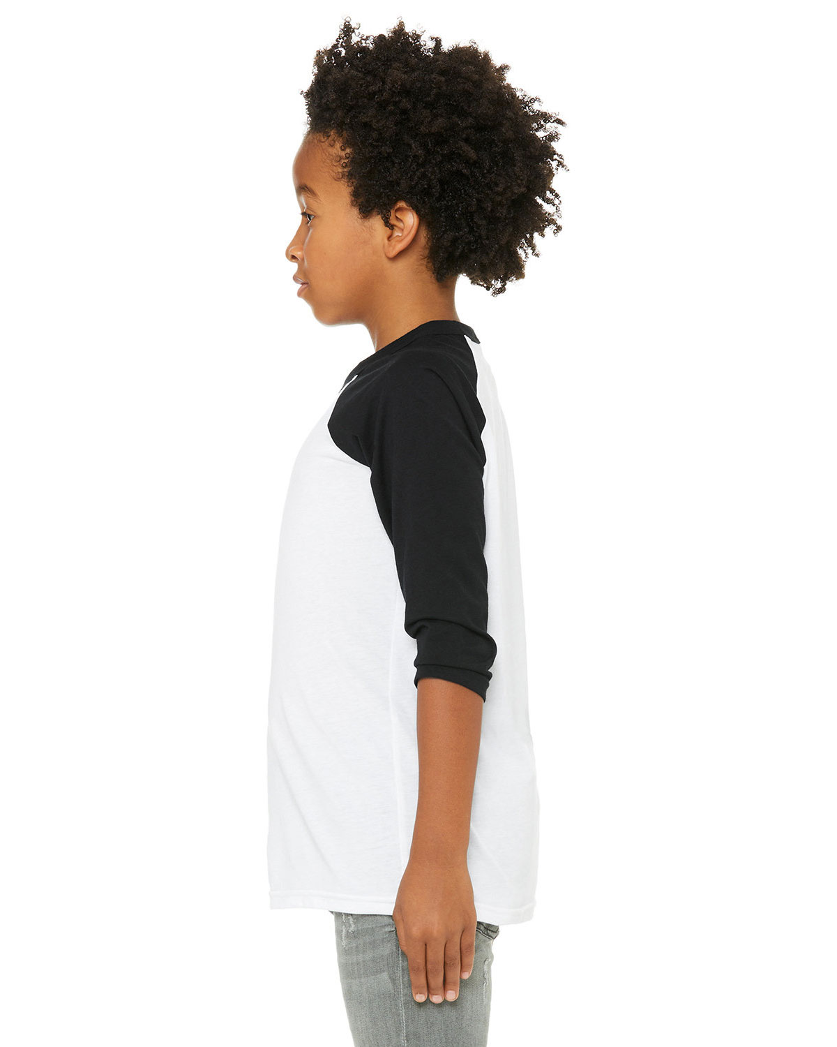 Bella + Canvas 3200Y Youth Three-Quarter Sleeve Baseball Tee view 3