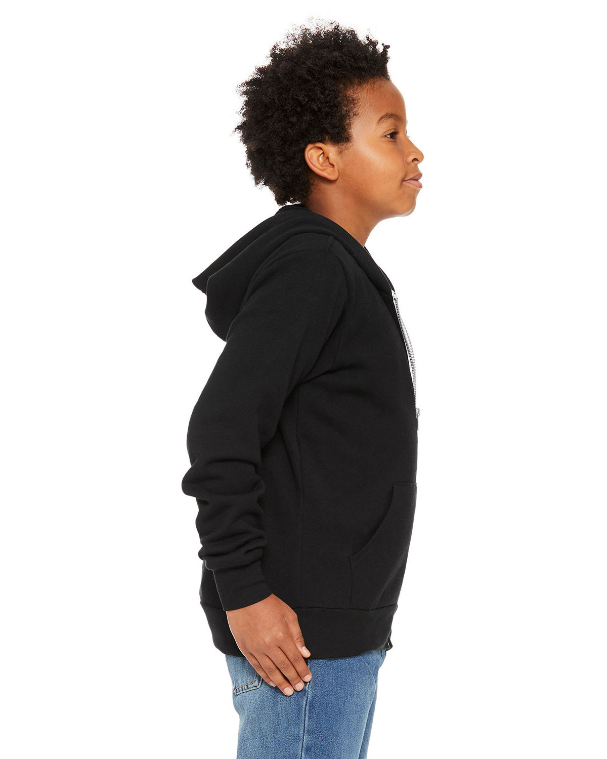 Bella + Canvas 3739Y Youth Sponge Fleece Full-Zip Hoodie Sweatshirt view 3
