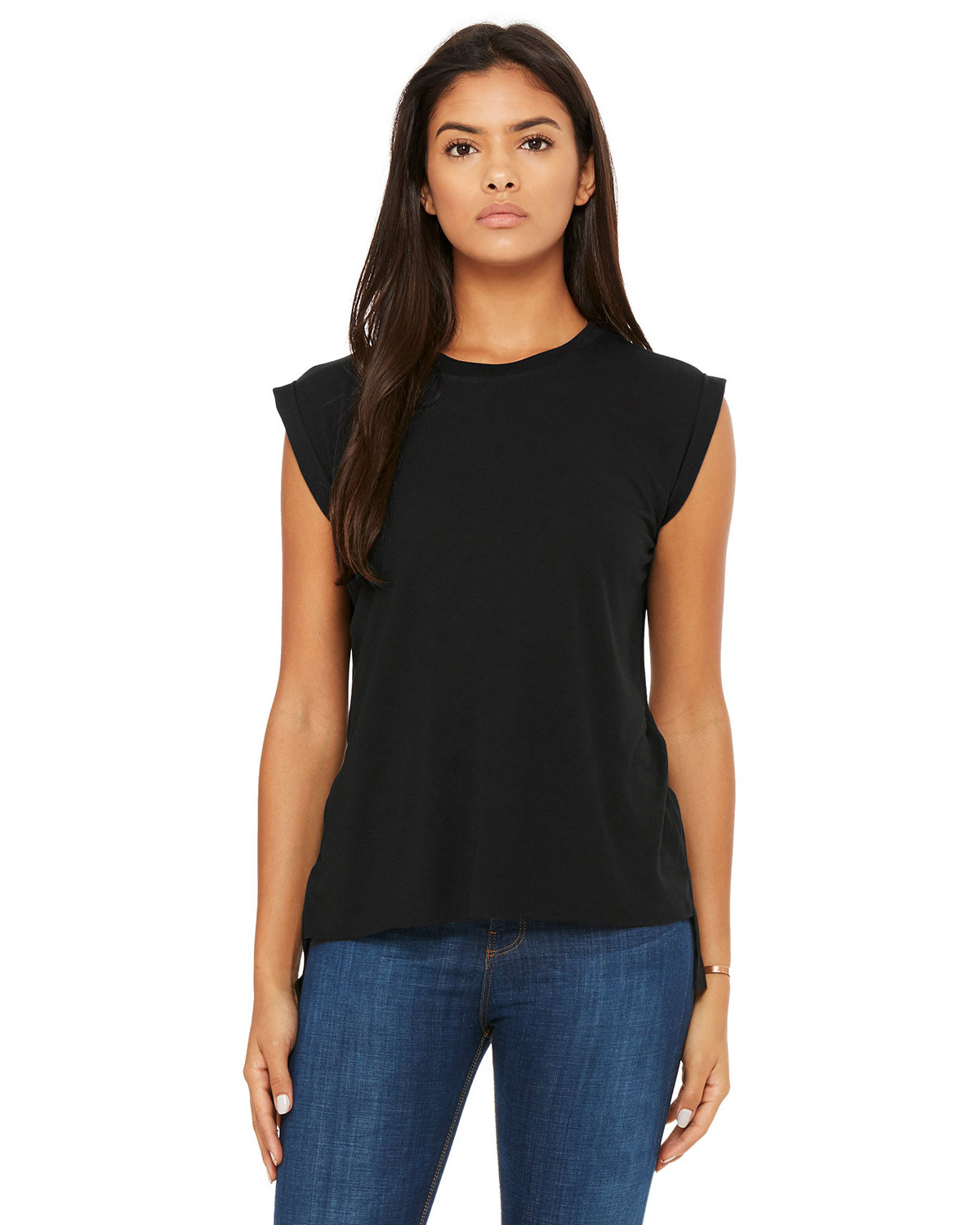 Bella + Canvas 8804 Women�s Flowy Rolled Cuffs Muscle Tee