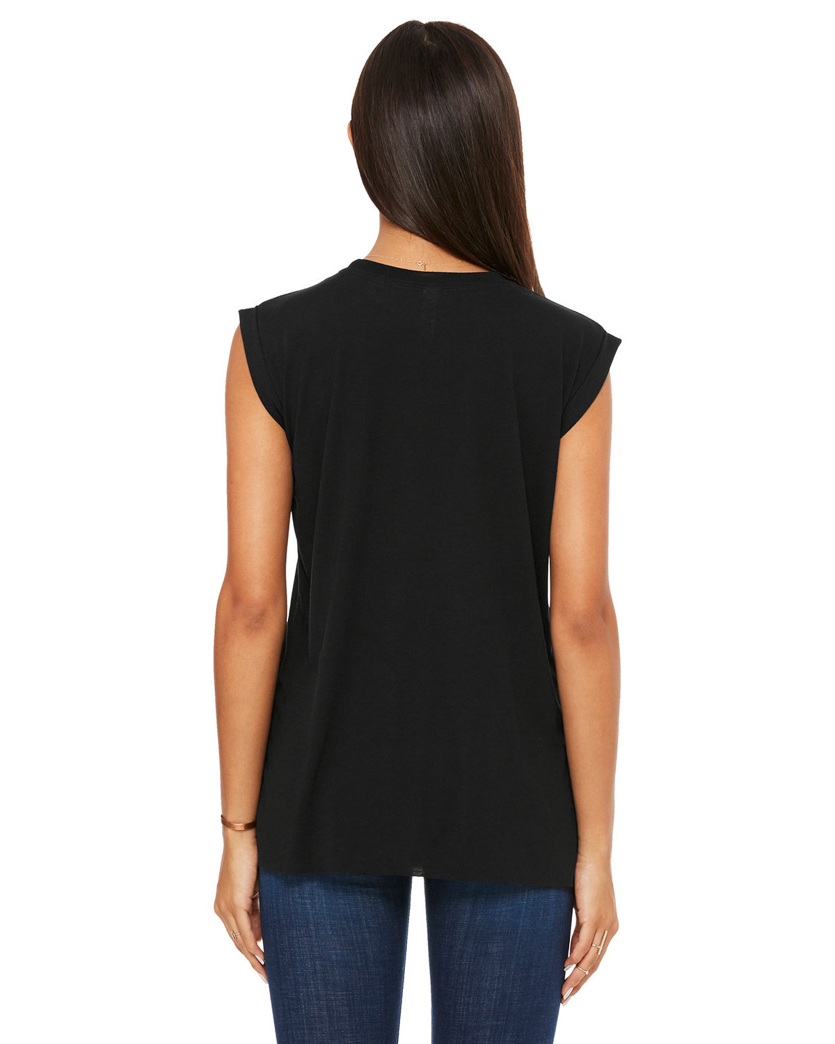 Bella + Canvas 8804 Women�s Flowy Rolled Cuffs Muscle Tee view 2