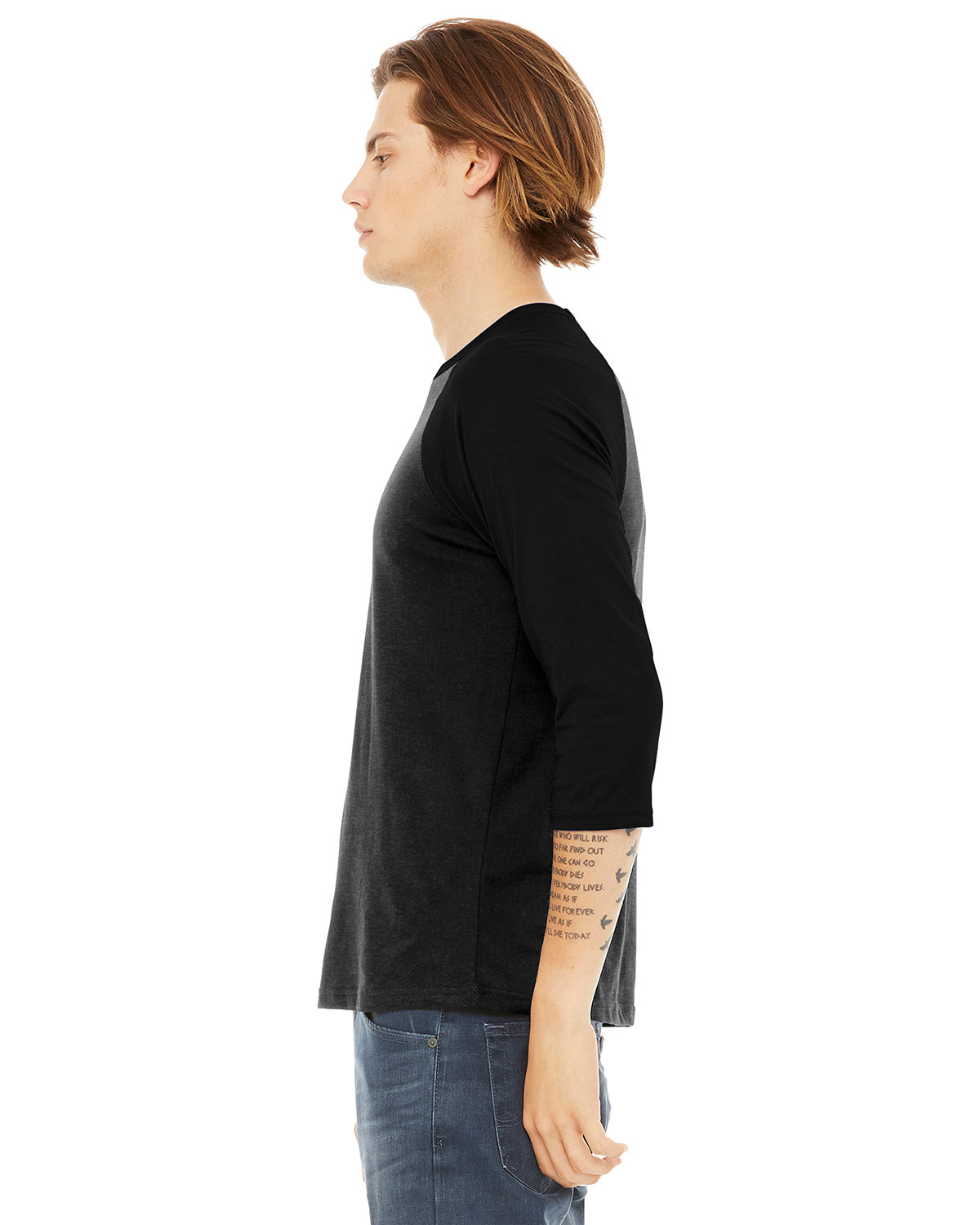 Bella + Canvas BC3200 Unisex 3/4-Sleeve Baseball Tee view 3