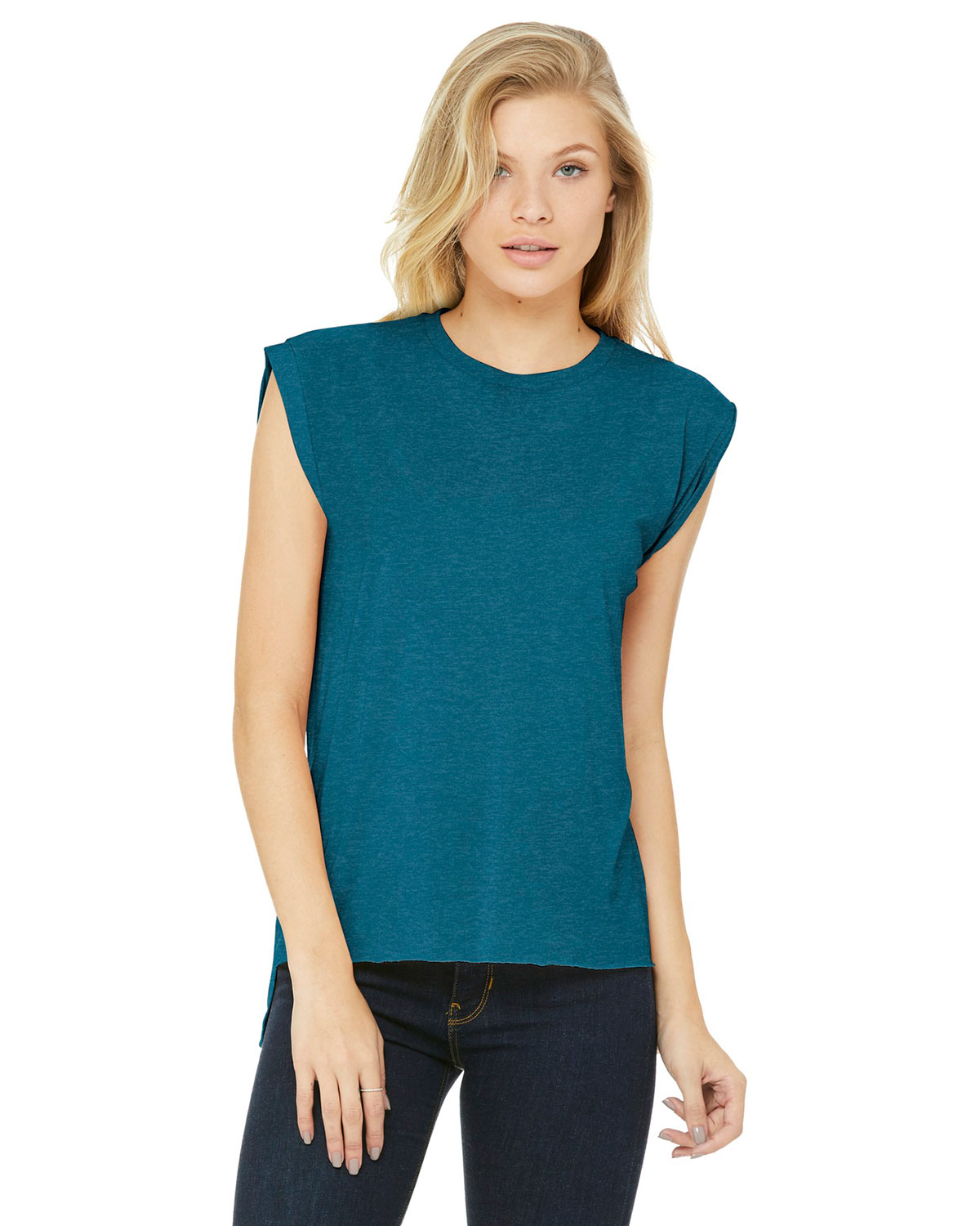 Bella + Canvas BC8804 Women's Flowy Muscle Tee with Rolled Cuffs
