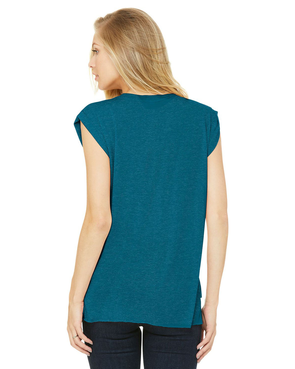 Bella + Canvas BC8804 Women's Flowy Muscle Tee with Rolled Cuffs view 2