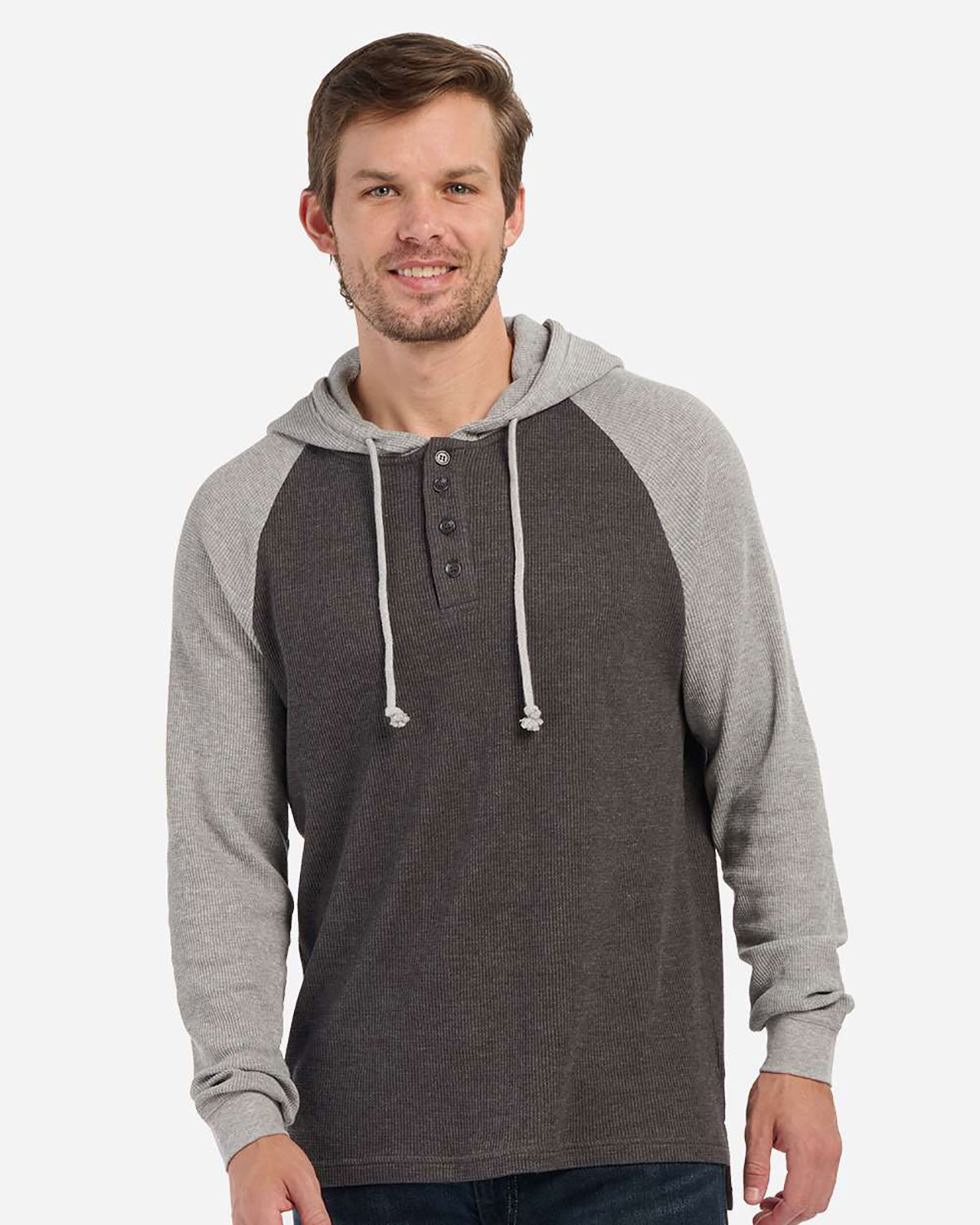 Boxercraft BM3702 Unisex Waffle Knit Pullover Hooded Long Sleeve T-Shirt