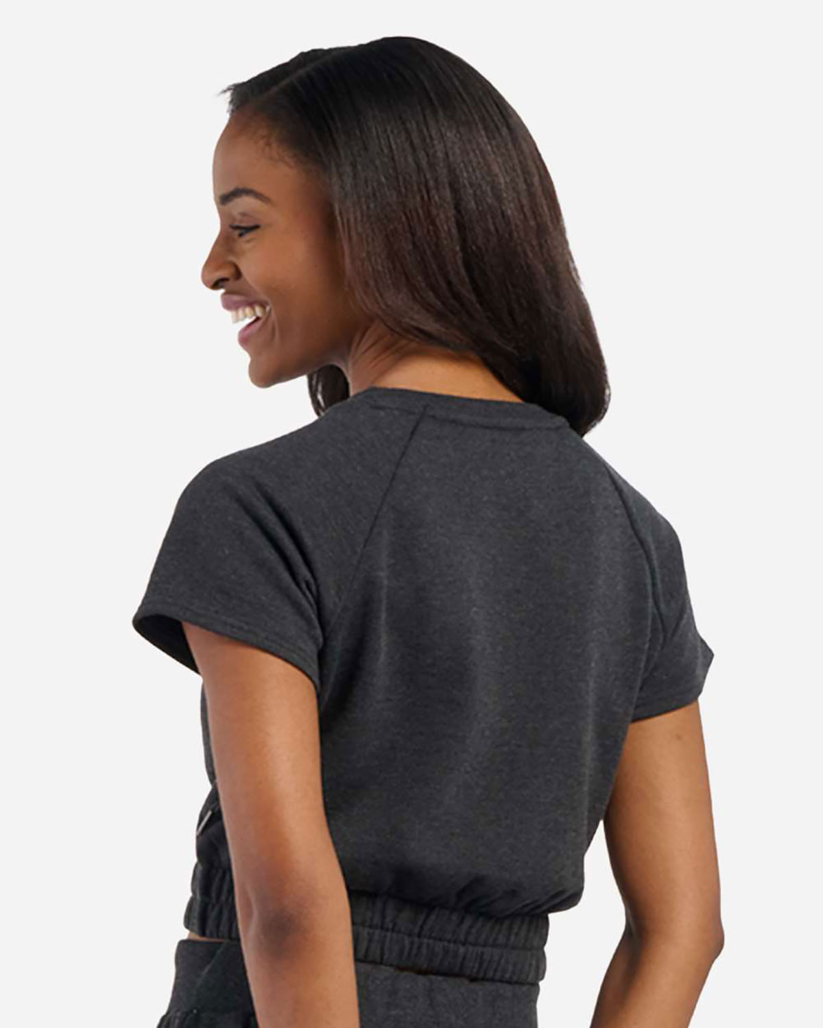 Boxercraft BW2103 Women's French Terry Short Sleeve Cropped Crewneck Sweatshirt view 2
