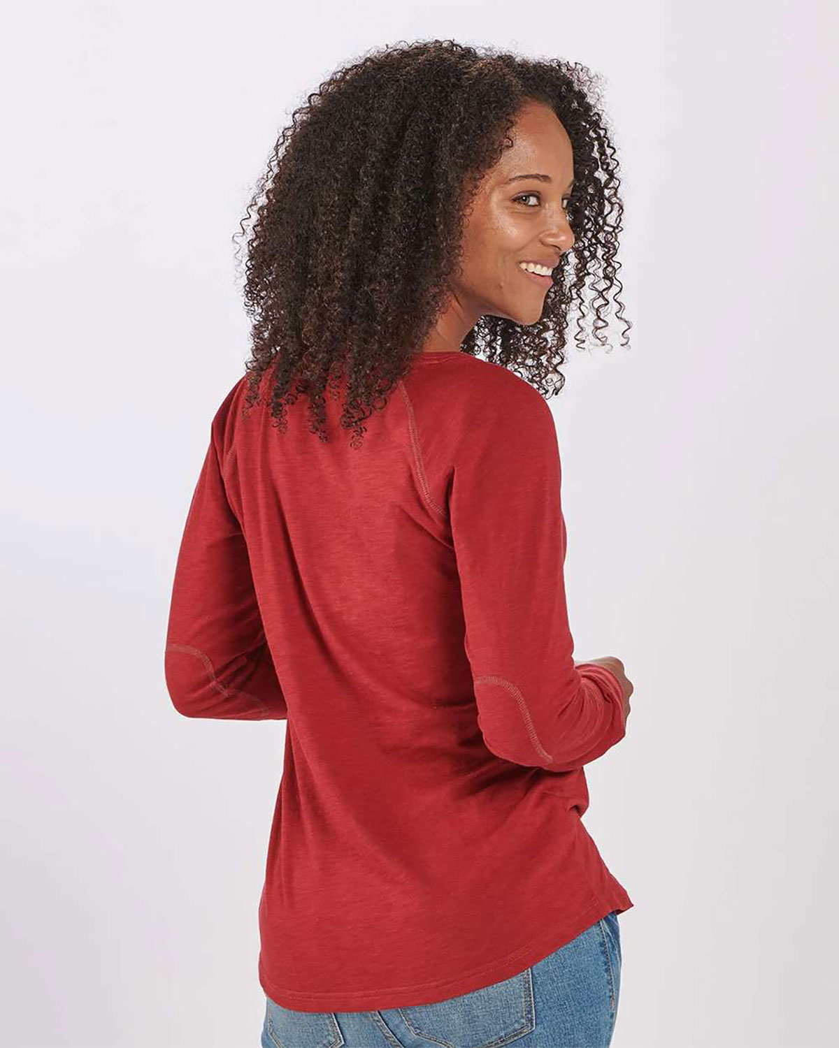 Boxercraft BW3166 Women's Solid Preppy Patch Long Sleeve T-Shirt view 2