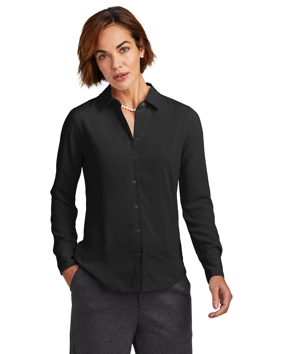 Brooks Brothers BB18007 Women's Full-Button Satin Blouse
