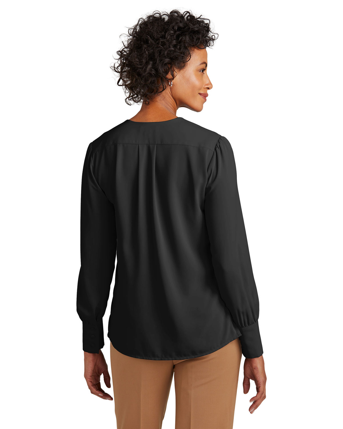 Brooks Brothers BB18009 Women's Open-Neck Satin Blouse view 2