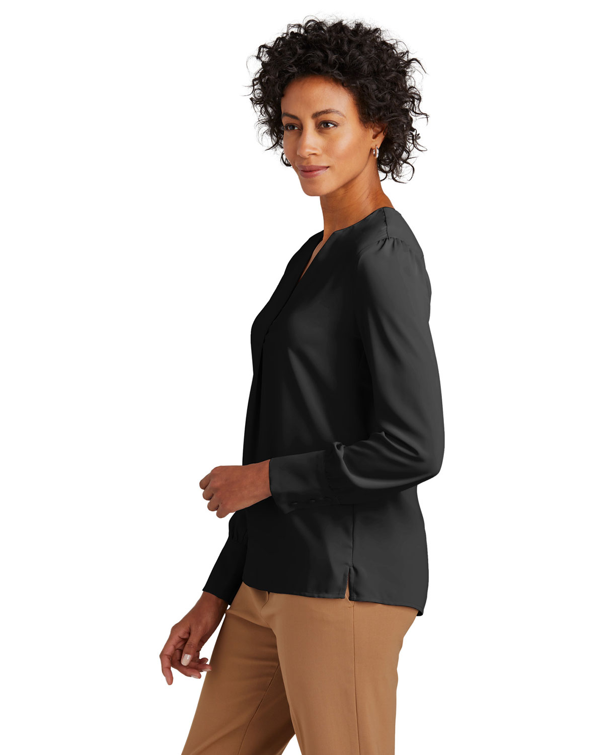 Brooks Brothers BB18009 Women's Open-Neck Satin Blouse view 3