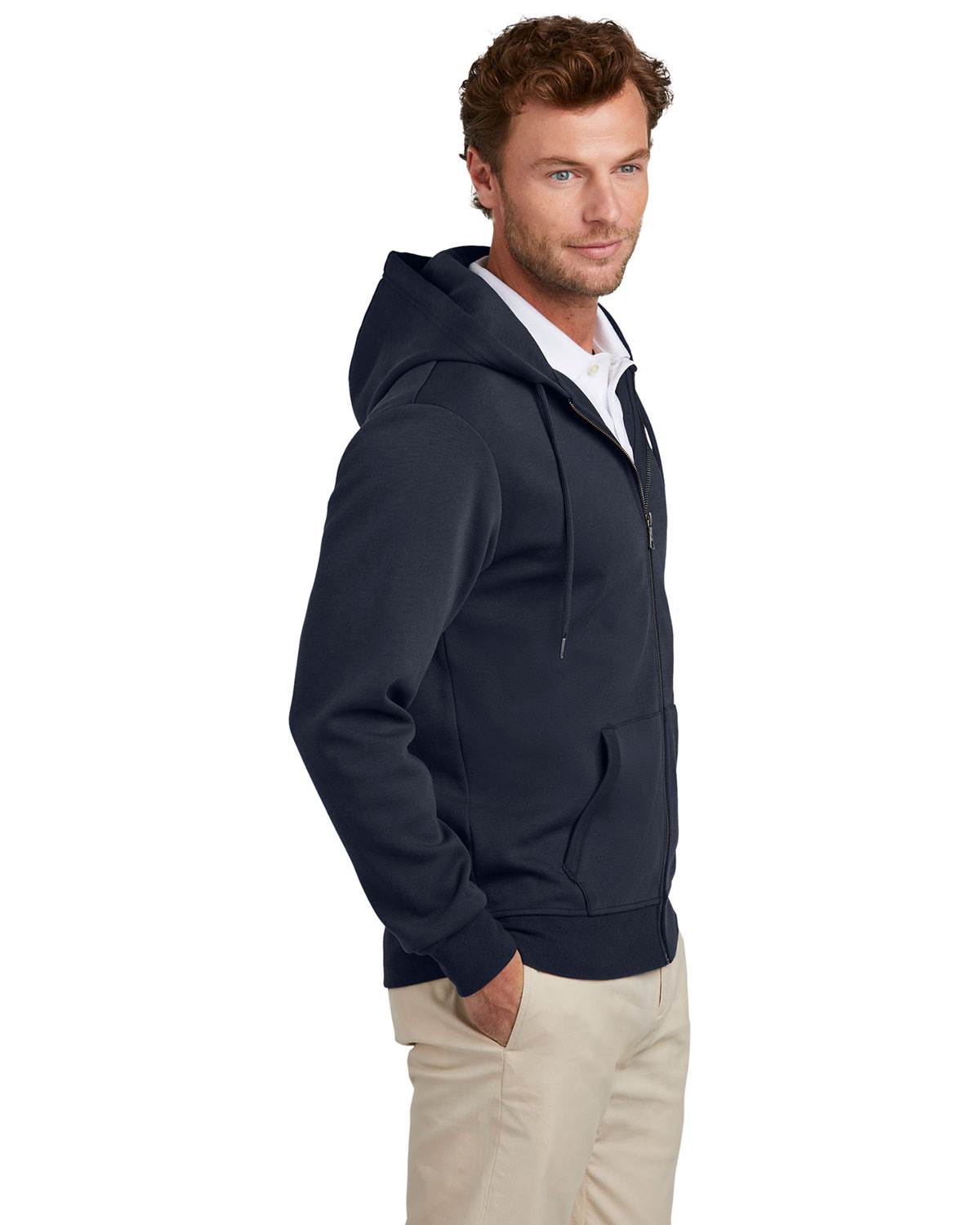 Brooks Brothers BB18208 Double-Knit Full-Zip Hoodie view 3