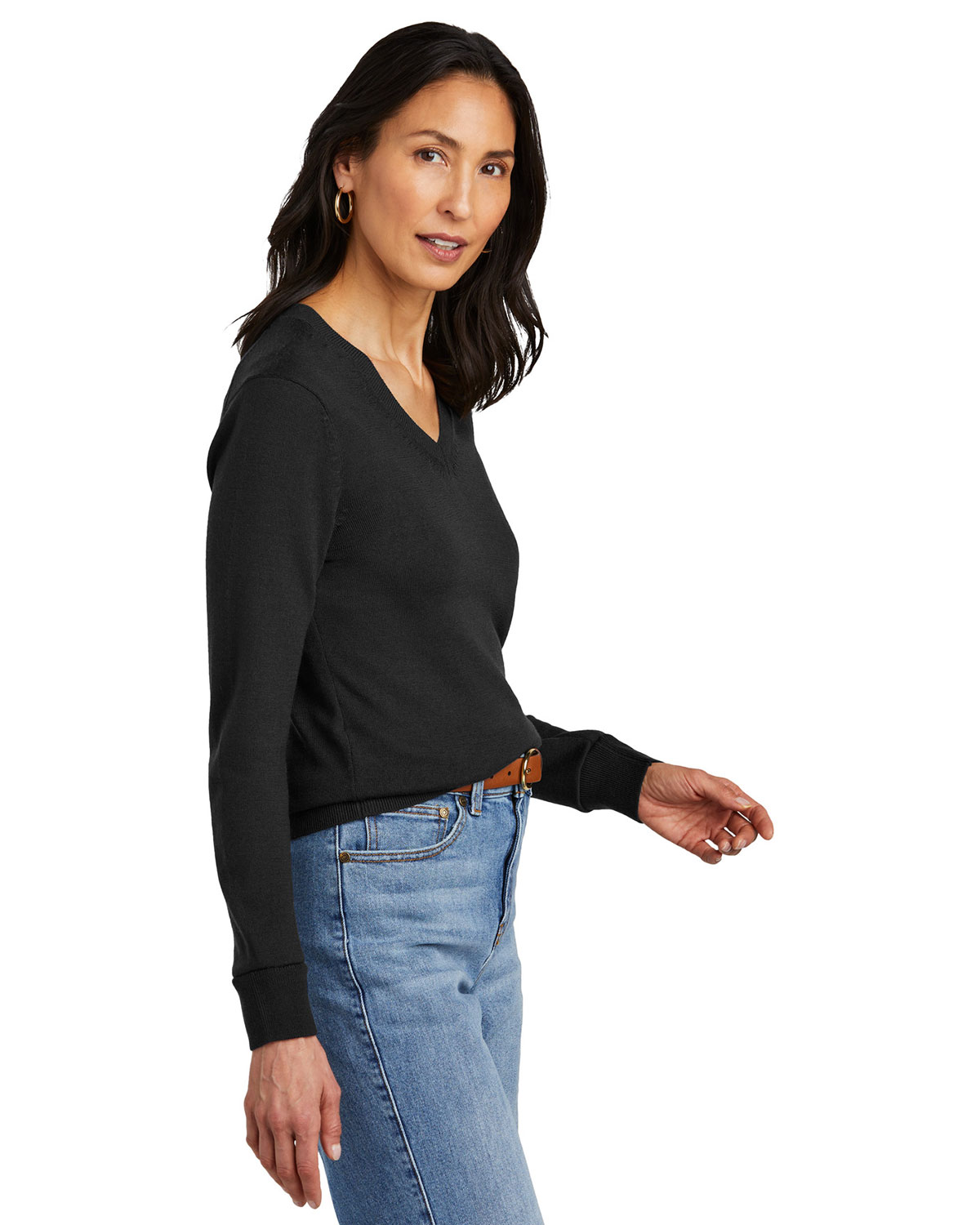 Brooks Brothers BB18411 Women's Washable Merino V-Neck Sweater view 3