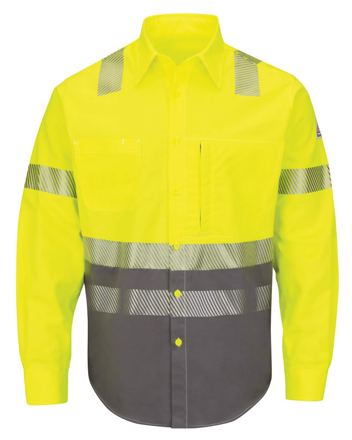 Bulwark SLB4H Men's Hi-Visibility Color Block Uniform Shirt - EXCEL FR� ComforTouch� - 7 oz