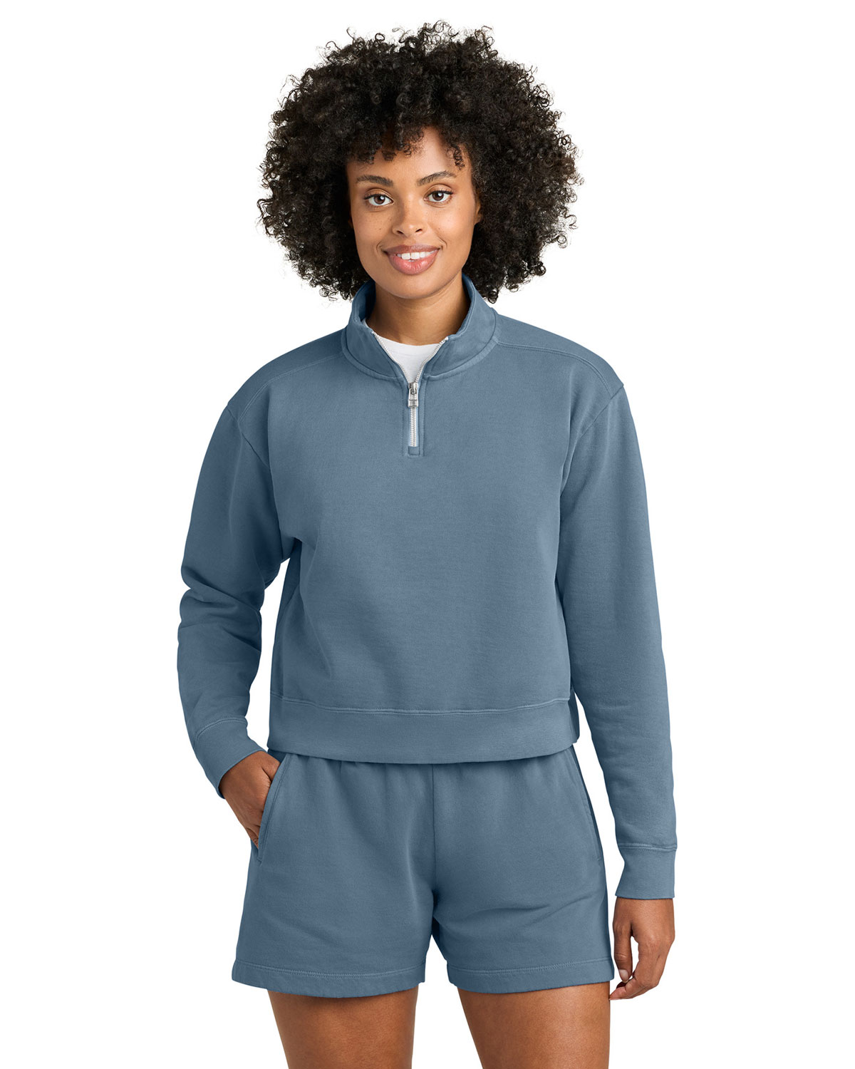 Comfort Colors 1580L Women's Garment-Dyed Mid-Length Quarter-Zip Sweatshirt
