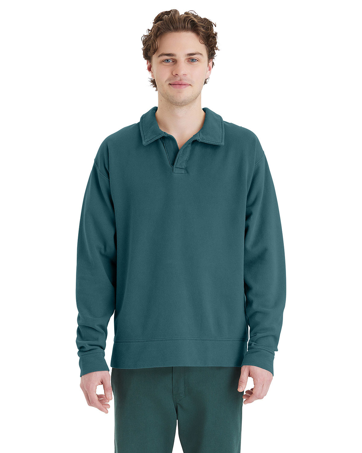 ComfortWash by Hanes GDH490 Unisex Garment-Dyed Polo Collar Sweatshirt