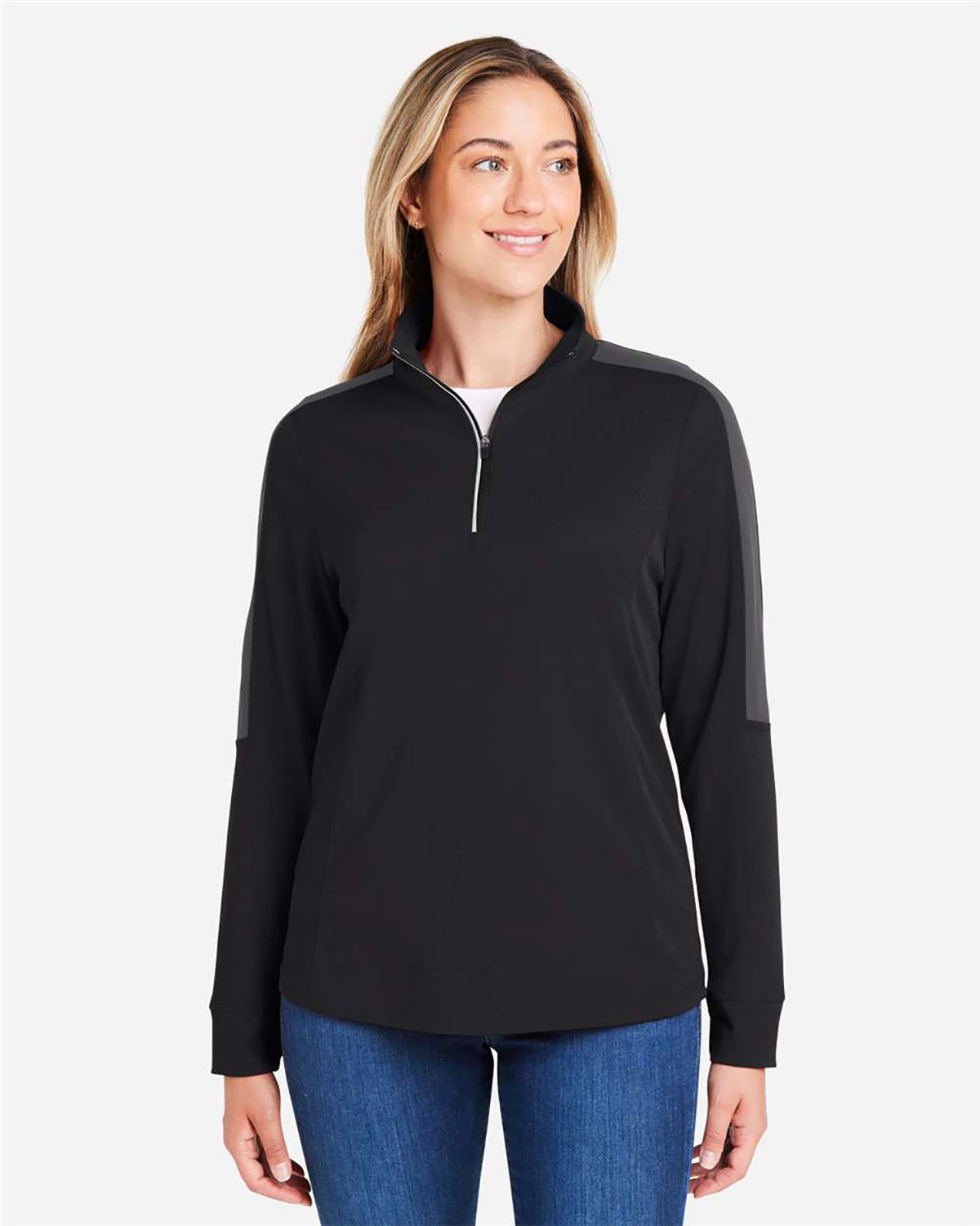 CORE365 CE404W Women's Market Snag Protect Mesh Colorblock Quarter-Zip Pullover