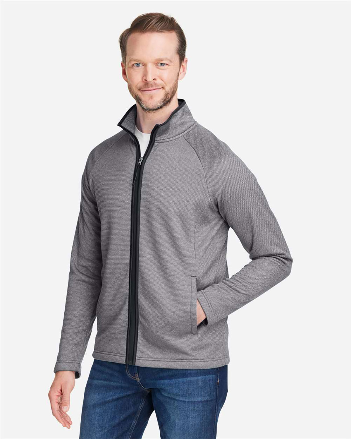 CORE365 CE72 Men's Venture Heathered Stripe Full-Zip Jacket view 3