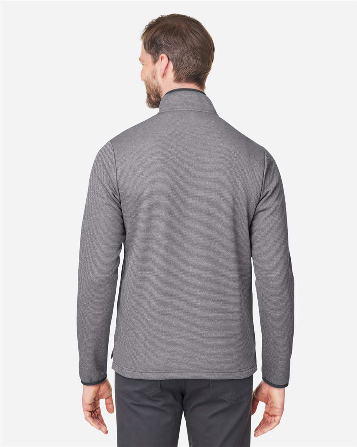 CORE365 CE73 Men's Venture Heathered Stripe Quarter-Zip Pullover view 2