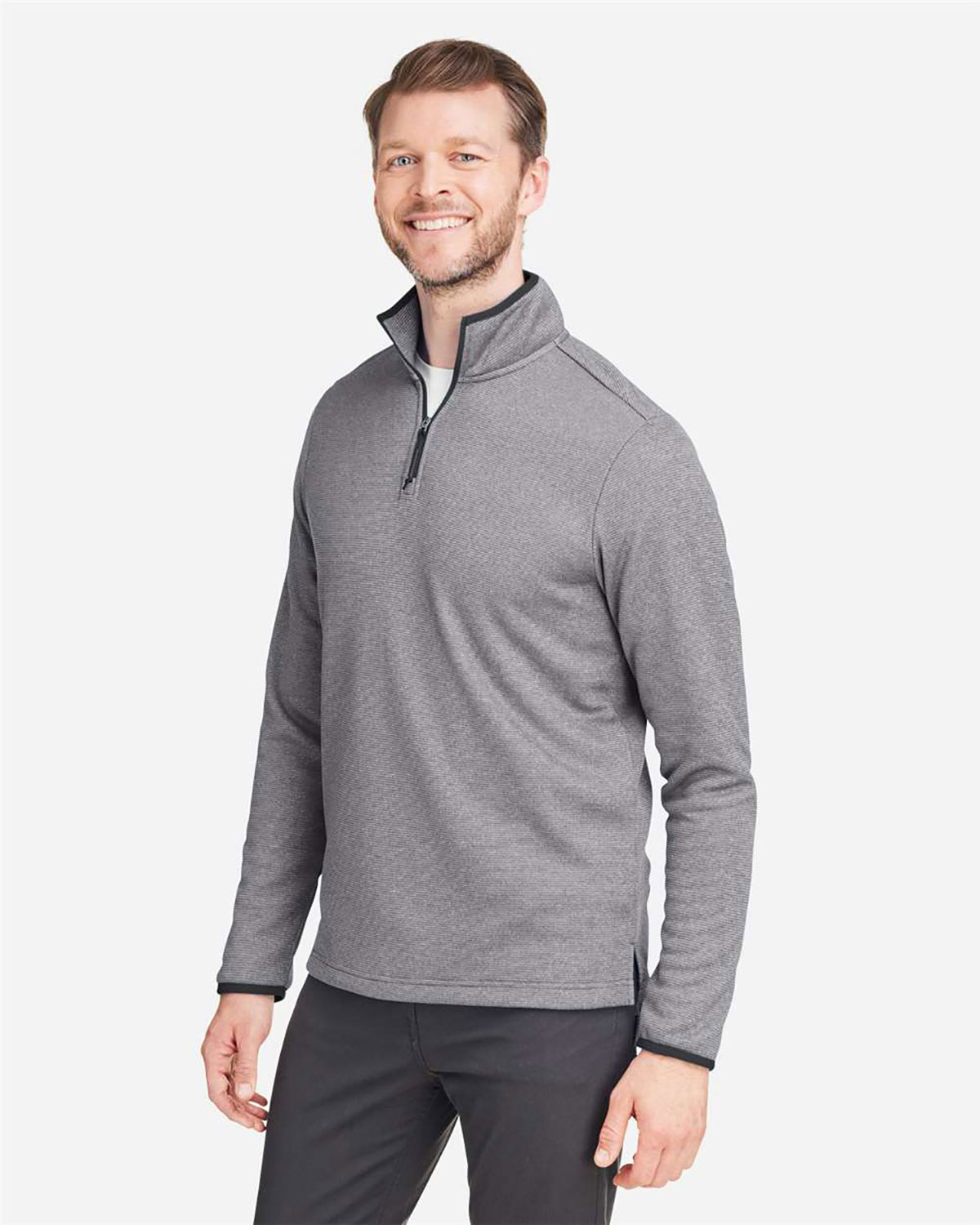 CORE365 CE73 Men's Venture Heathered Stripe Quarter-Zip Pullover view 3