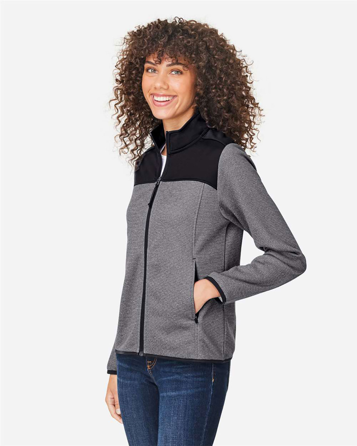 CORE365 CE74W Women's Venture Heathered Stripe Hybrid Jacket view 3