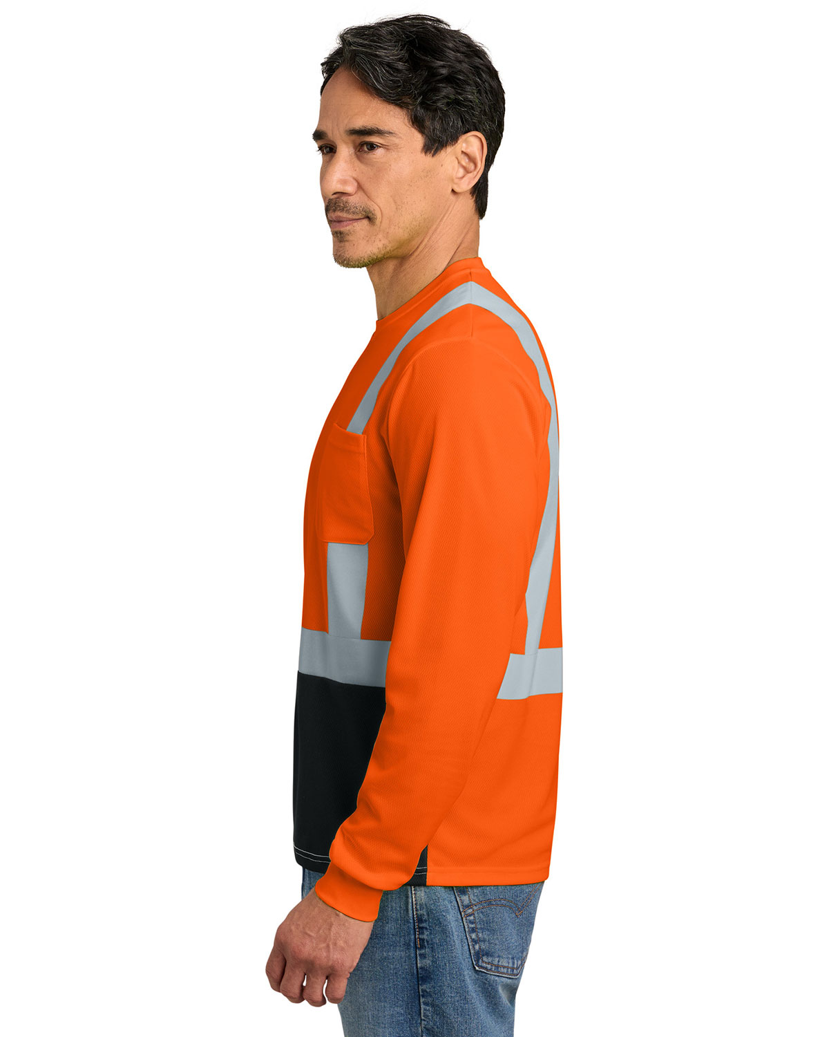 CornerStone CS207 ANSI 107 Class 2 Long Sleeve Mesh Blocked Tee view 3