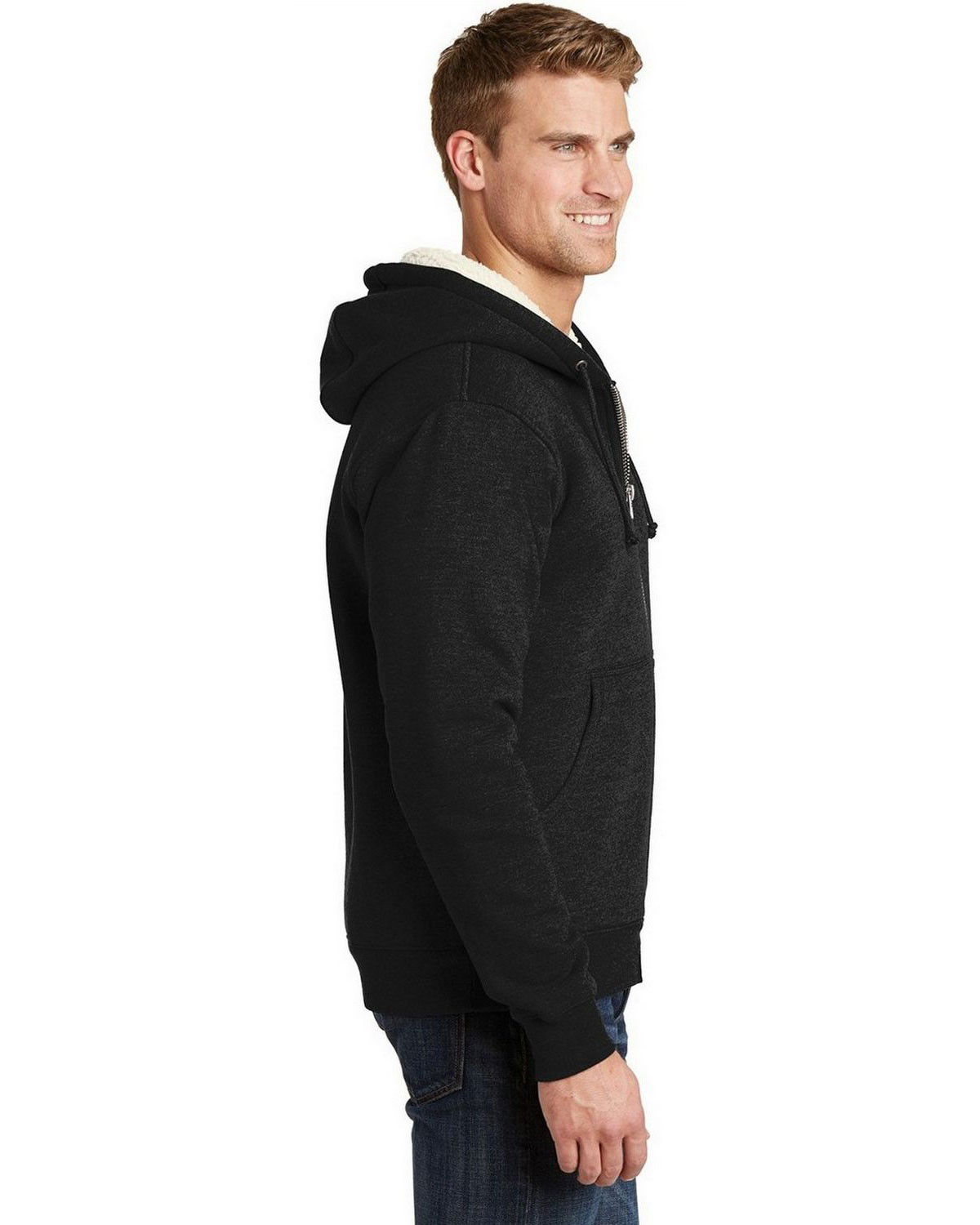 CornerStone CS625 Heavyweight Sherpa-Lined Hooded Fleece Jacket view 3