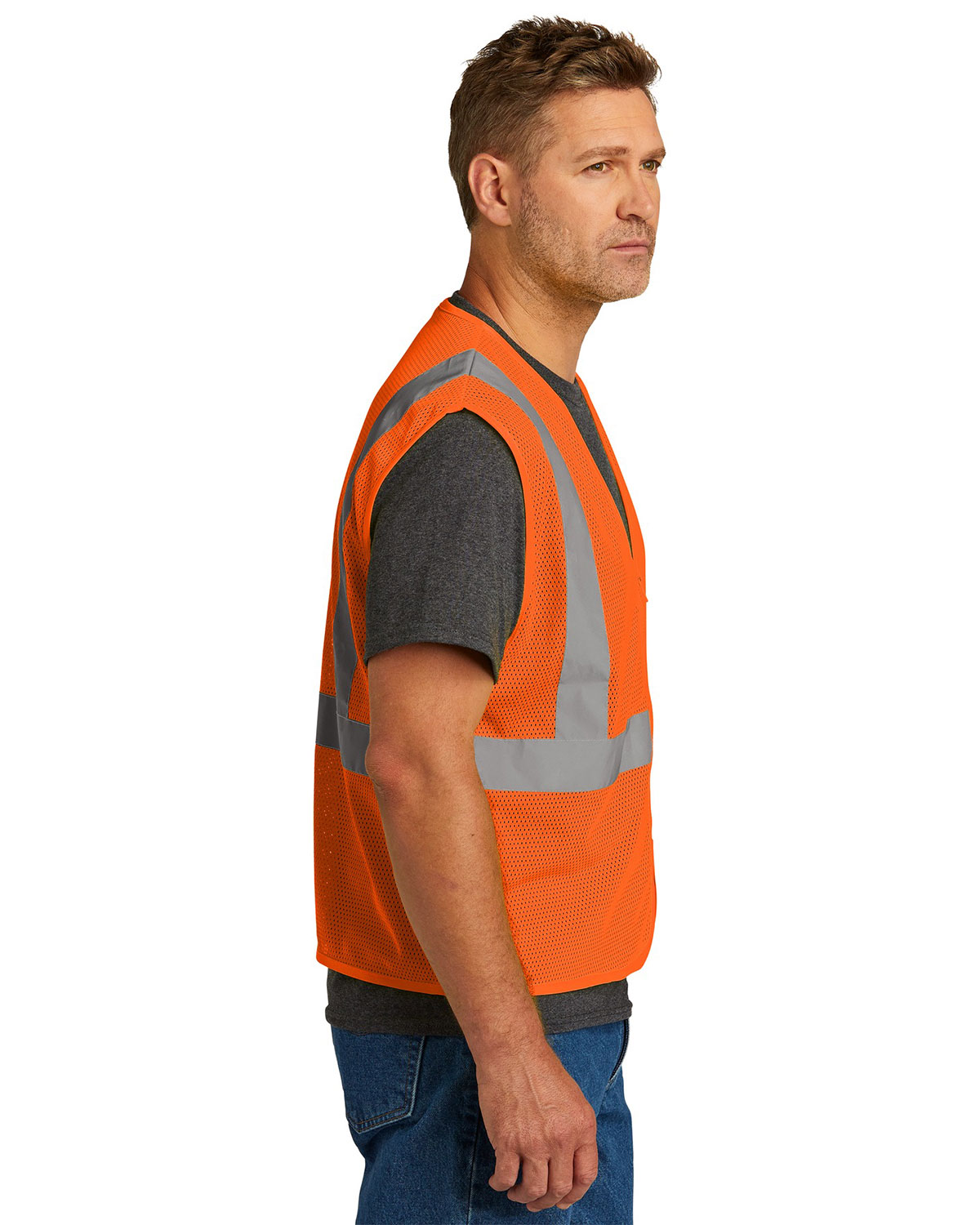 CornerStone CSV101 ANSI 107 Class 2 Economy Mesh Zippered Vest view 3