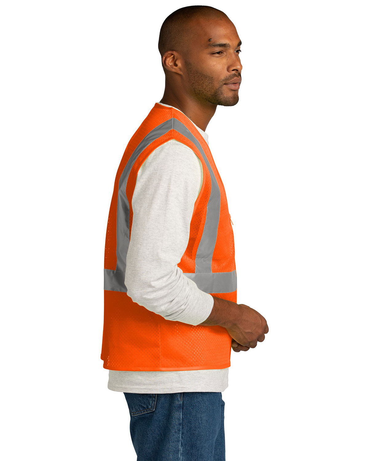 CornerStone CSV102 ANSI 107 Class 2 Mesh Zippered Vest view 3