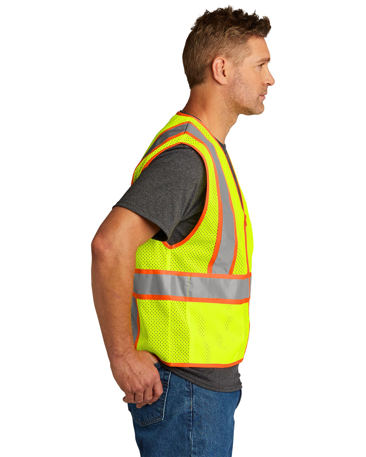 CornerStone CSV103 ANSI 107 Class 2 Mesh Zippered Two-Tone Vest view 3